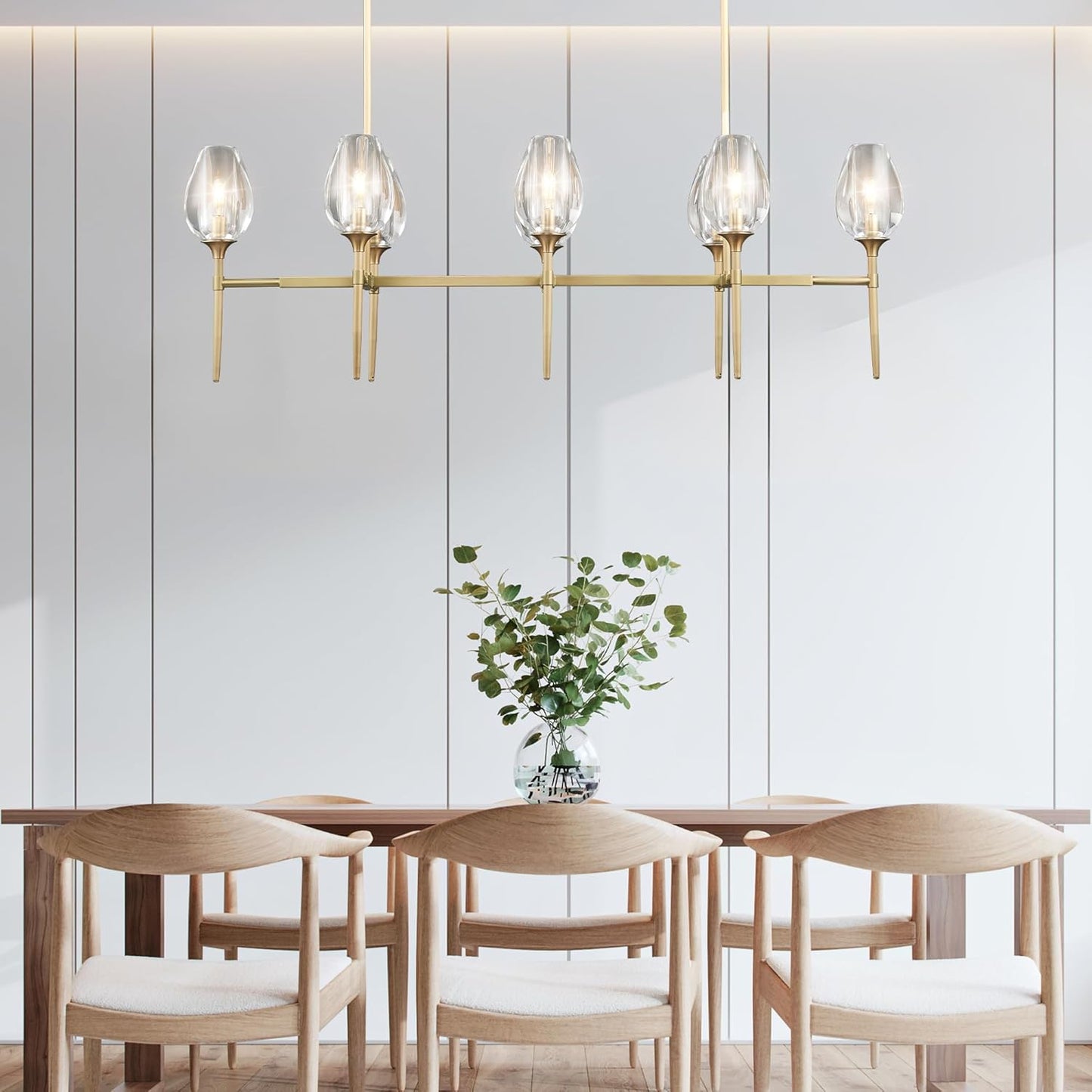 Modern tulip shaped crystal chandelier