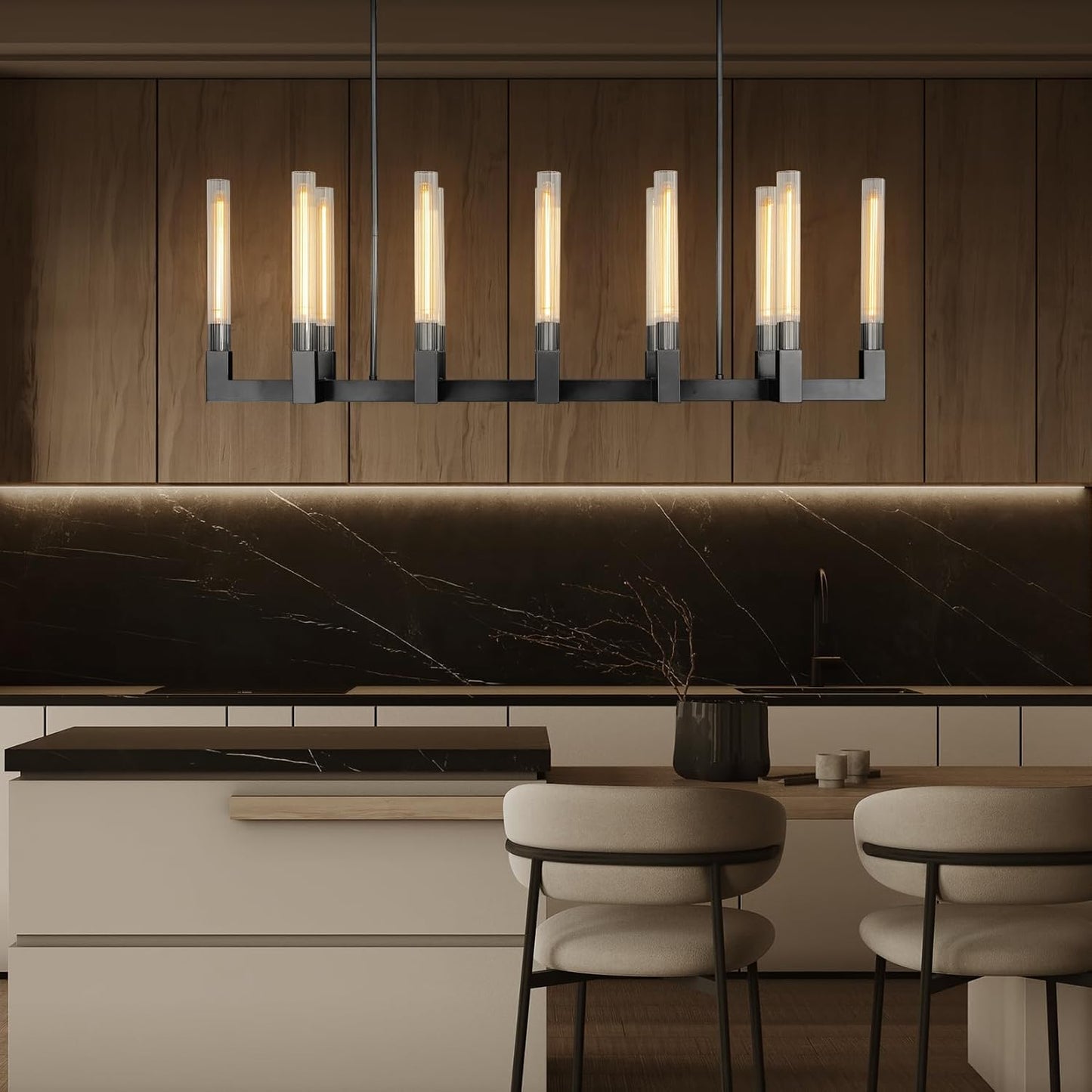 Modern glass tube chandelier