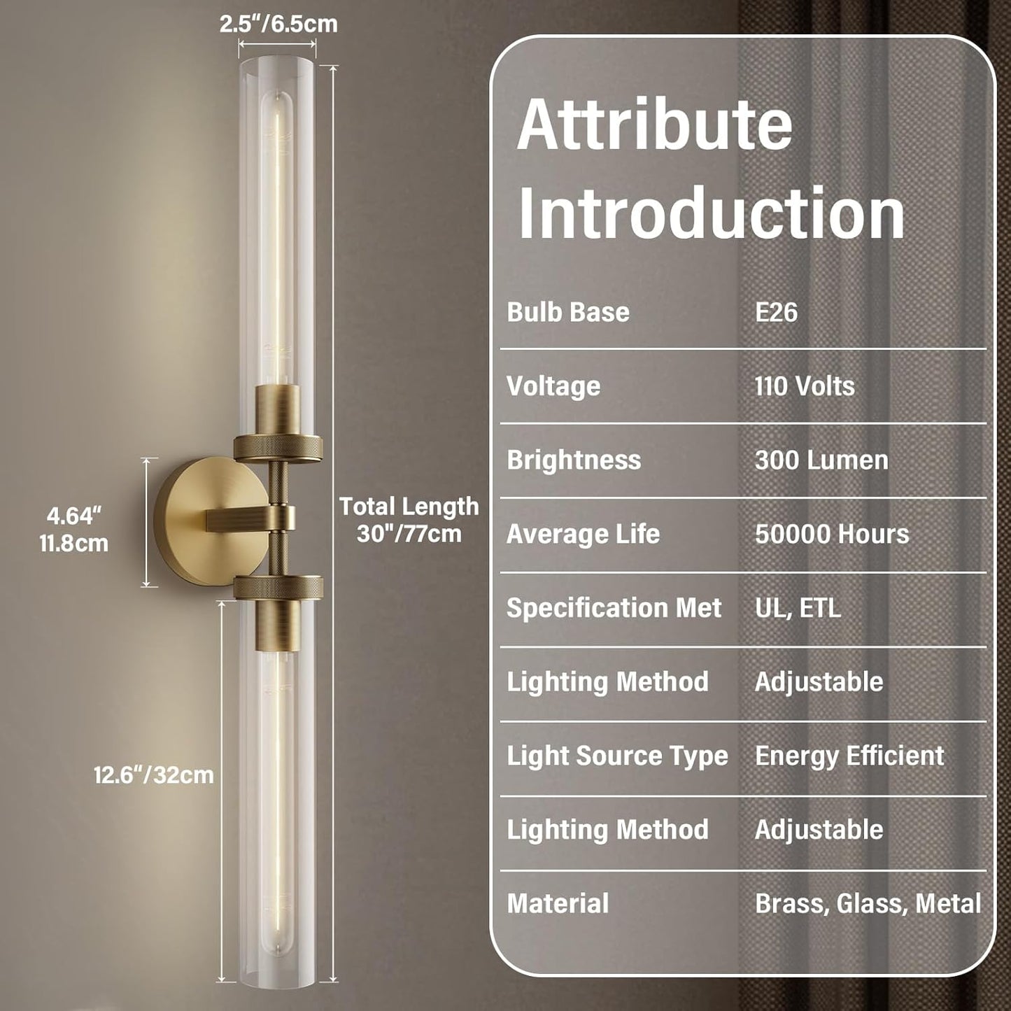 Modern glass tube wall lamp