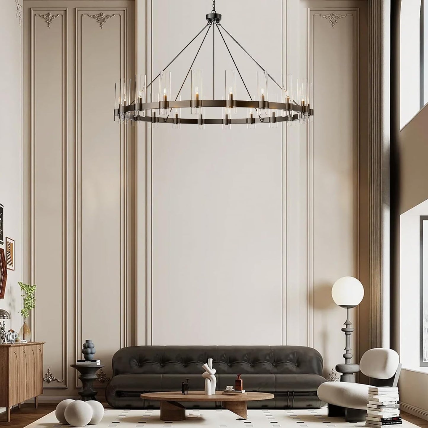Copper plated modern glass lampshade chandelier