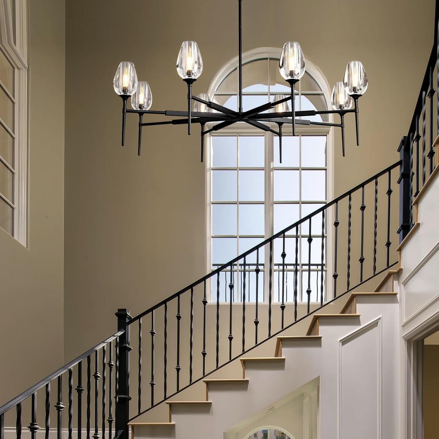 Modern tulip shaped crystal chandelier