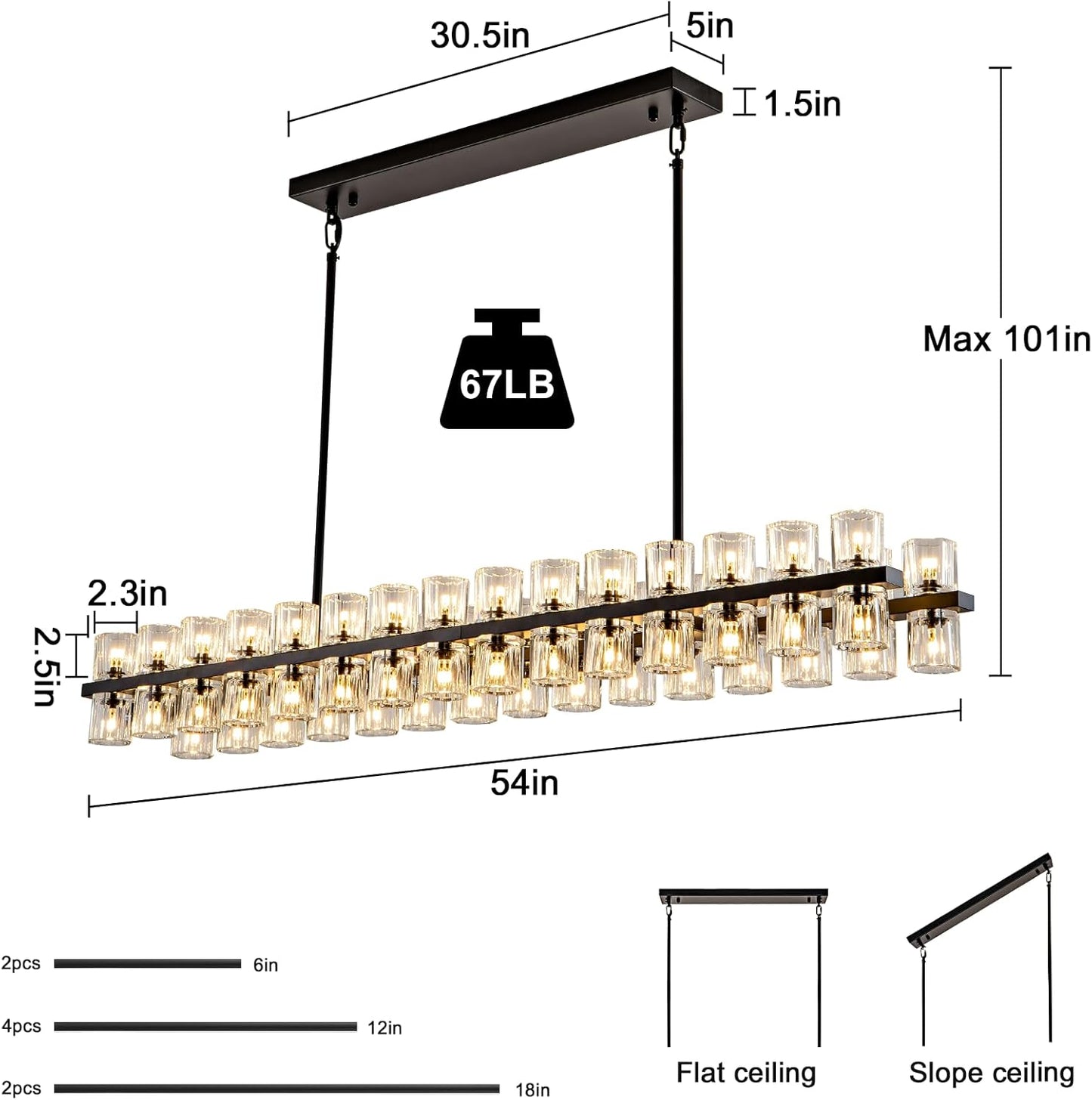 Modern Crystal Chandelier – Gold / Black – Multiple Sizes & Shapes