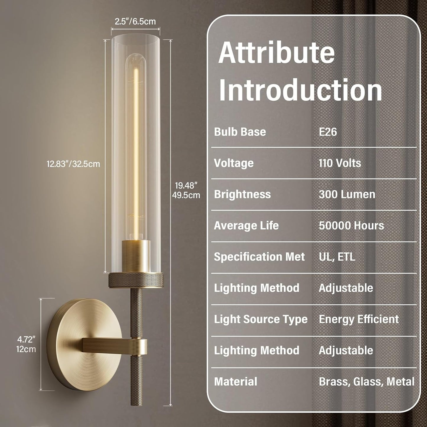 Modern glass tube wall lamp