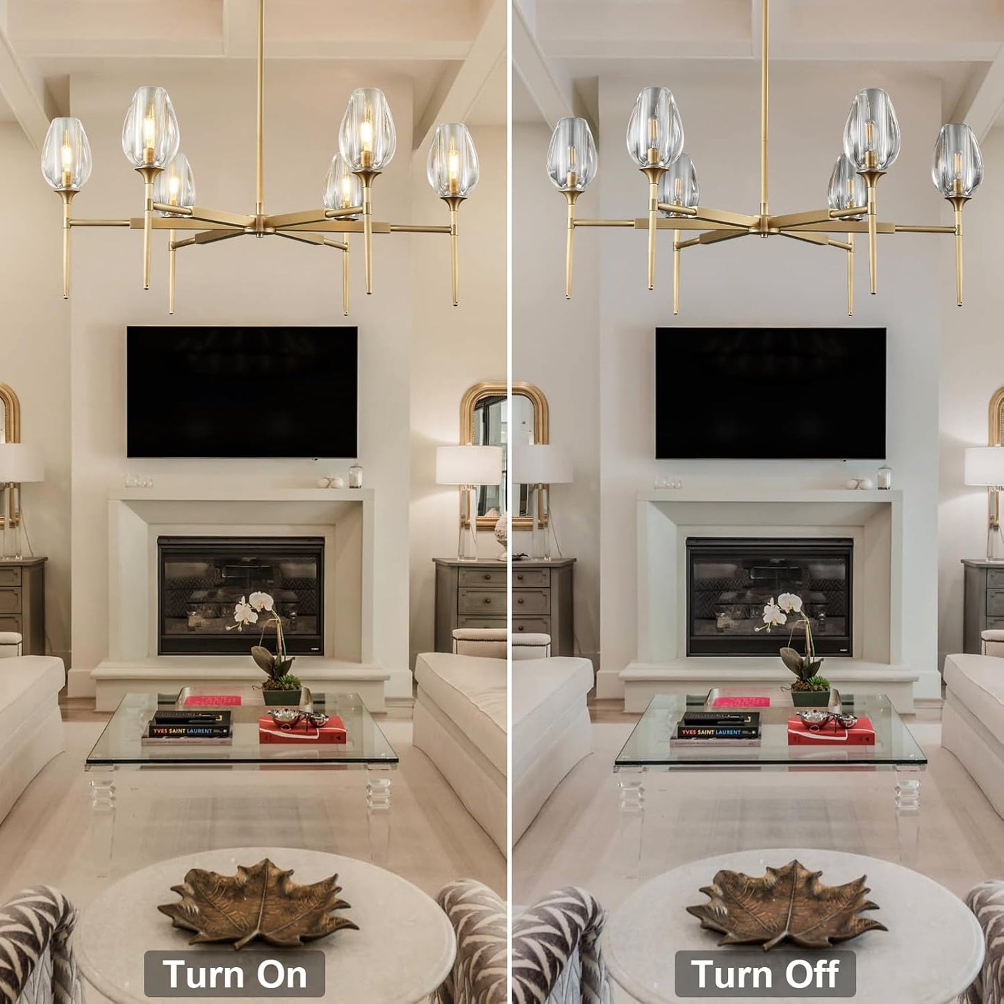 Modern tulip shaped crystal chandelier