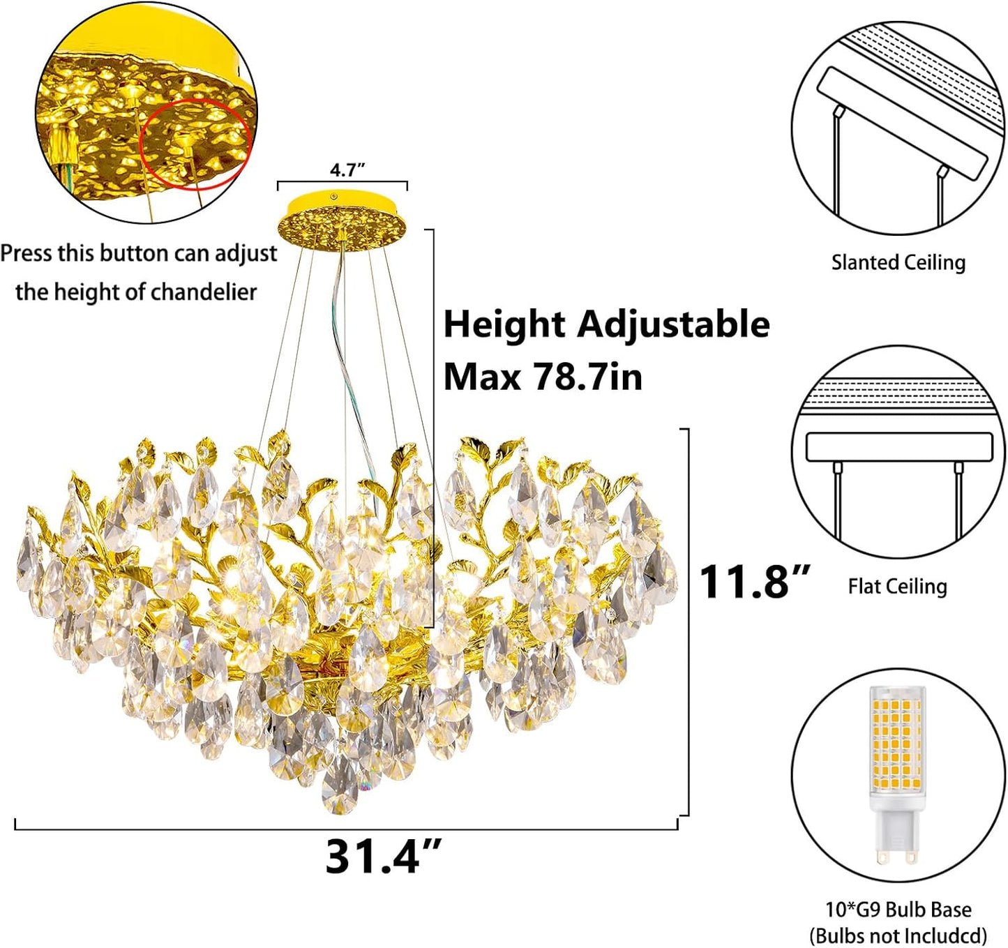 Modern crystal leaf-shaped chandelier