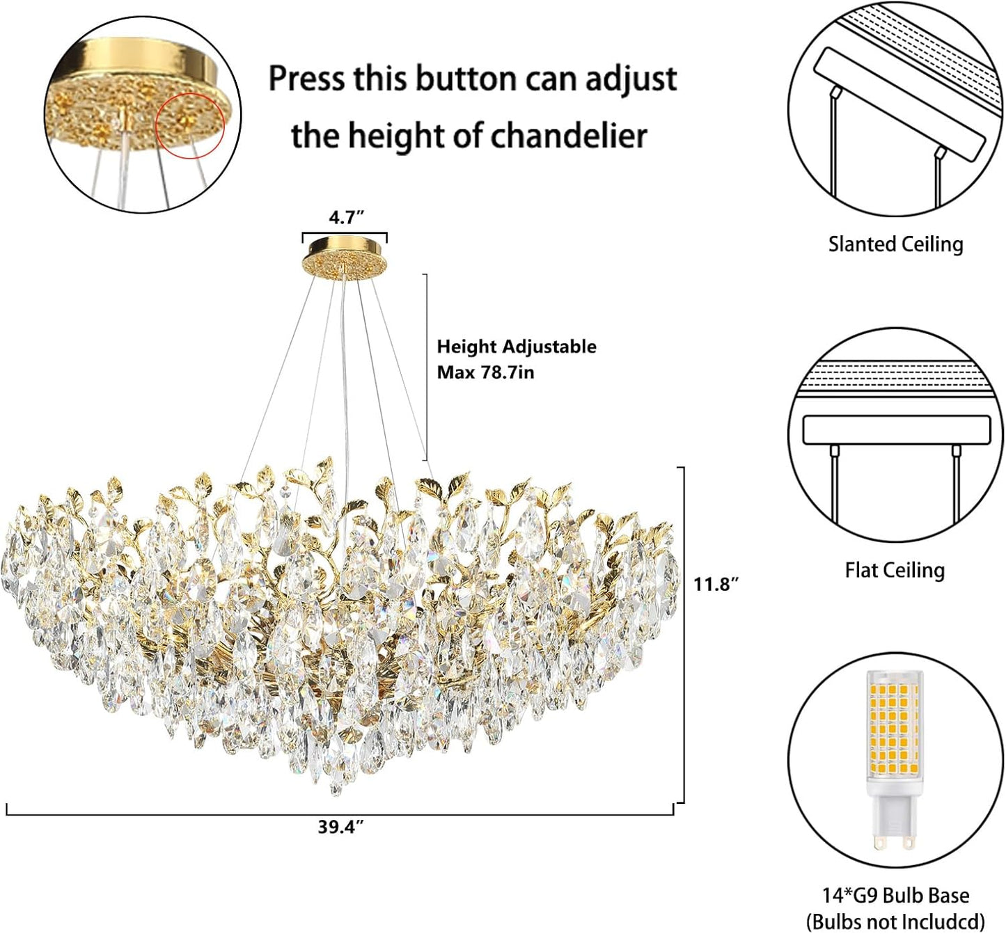 Modern crystal leaf-shaped chandelier