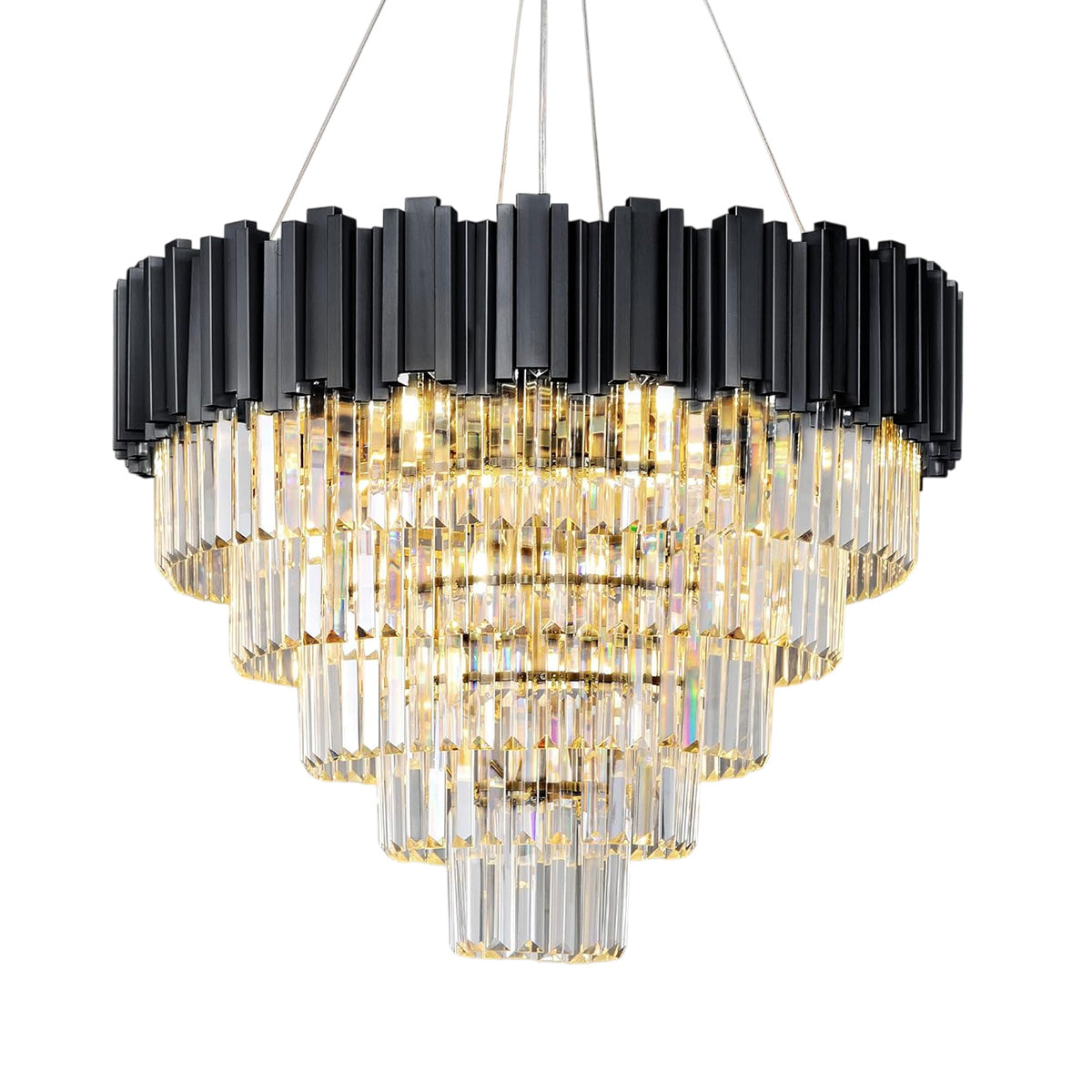 Modern circular K9 crystal chandelier Black / D27.5in
