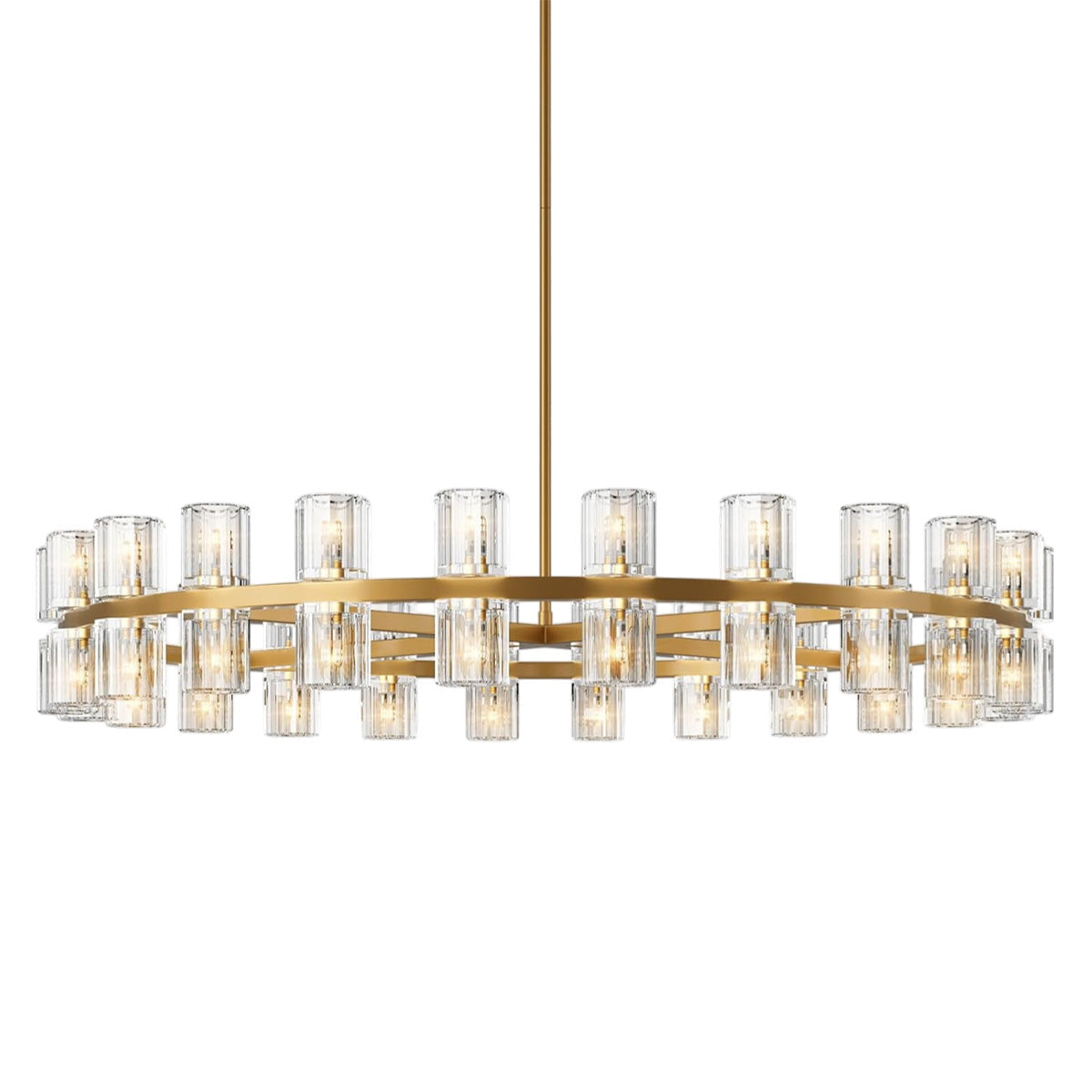 Modern Crystal Chandelier – Gold / Black – Multiple Sizes & Shapes Gold / Round - 48in