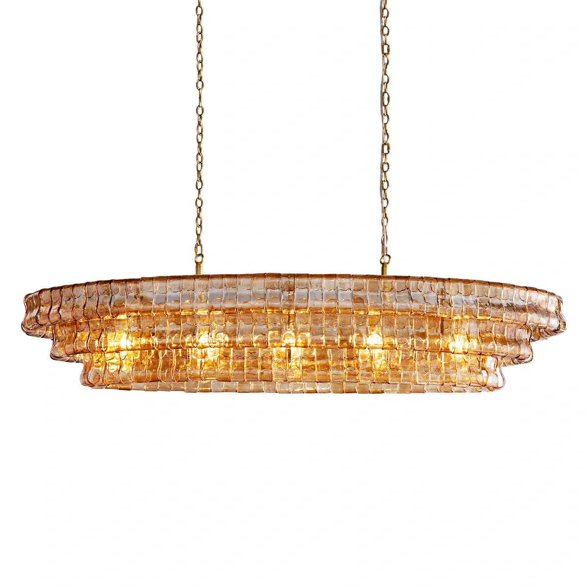 Modern golden amber glass chandelier