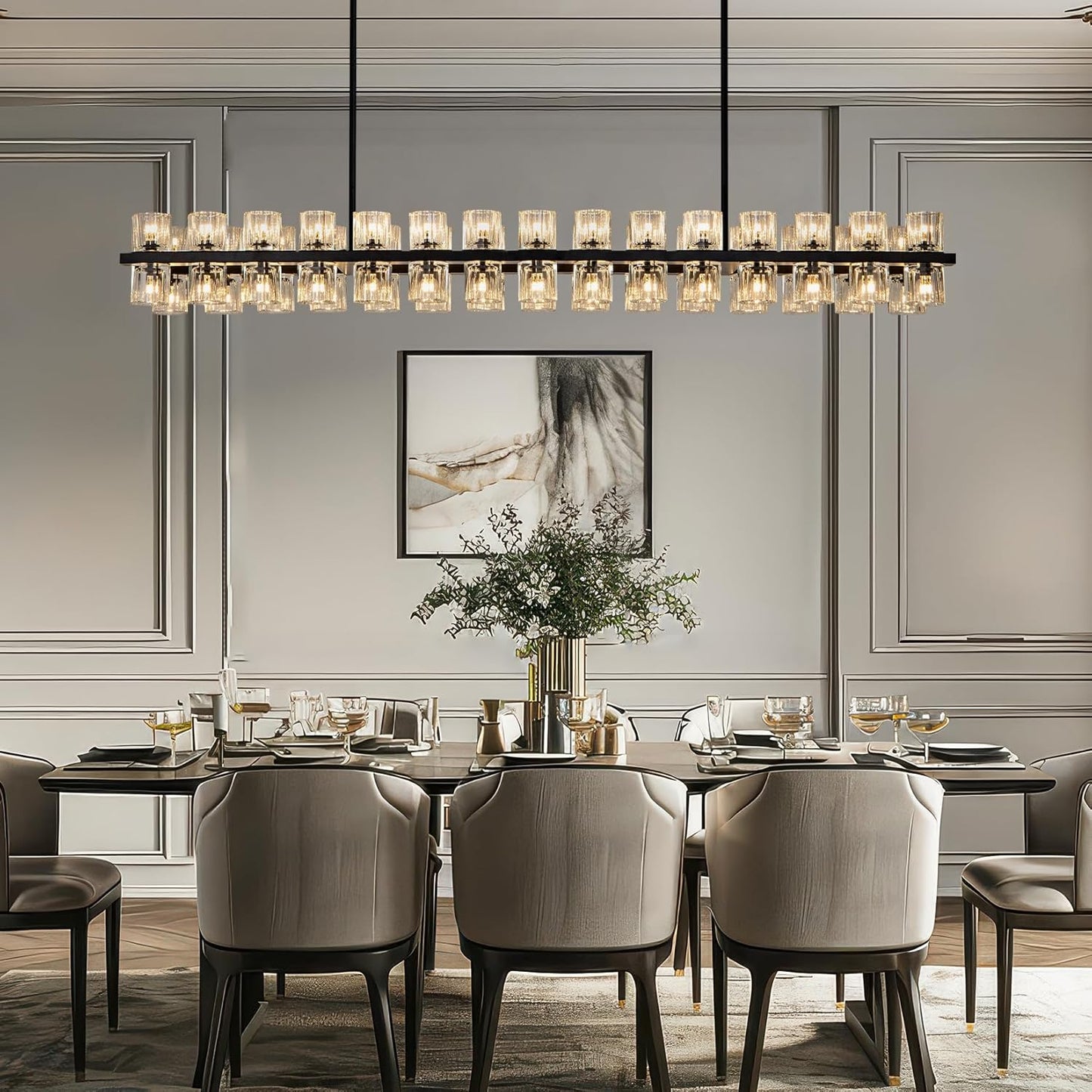 Modern Crystal Chandelier – Gold / Black – Multiple Sizes & Shapes