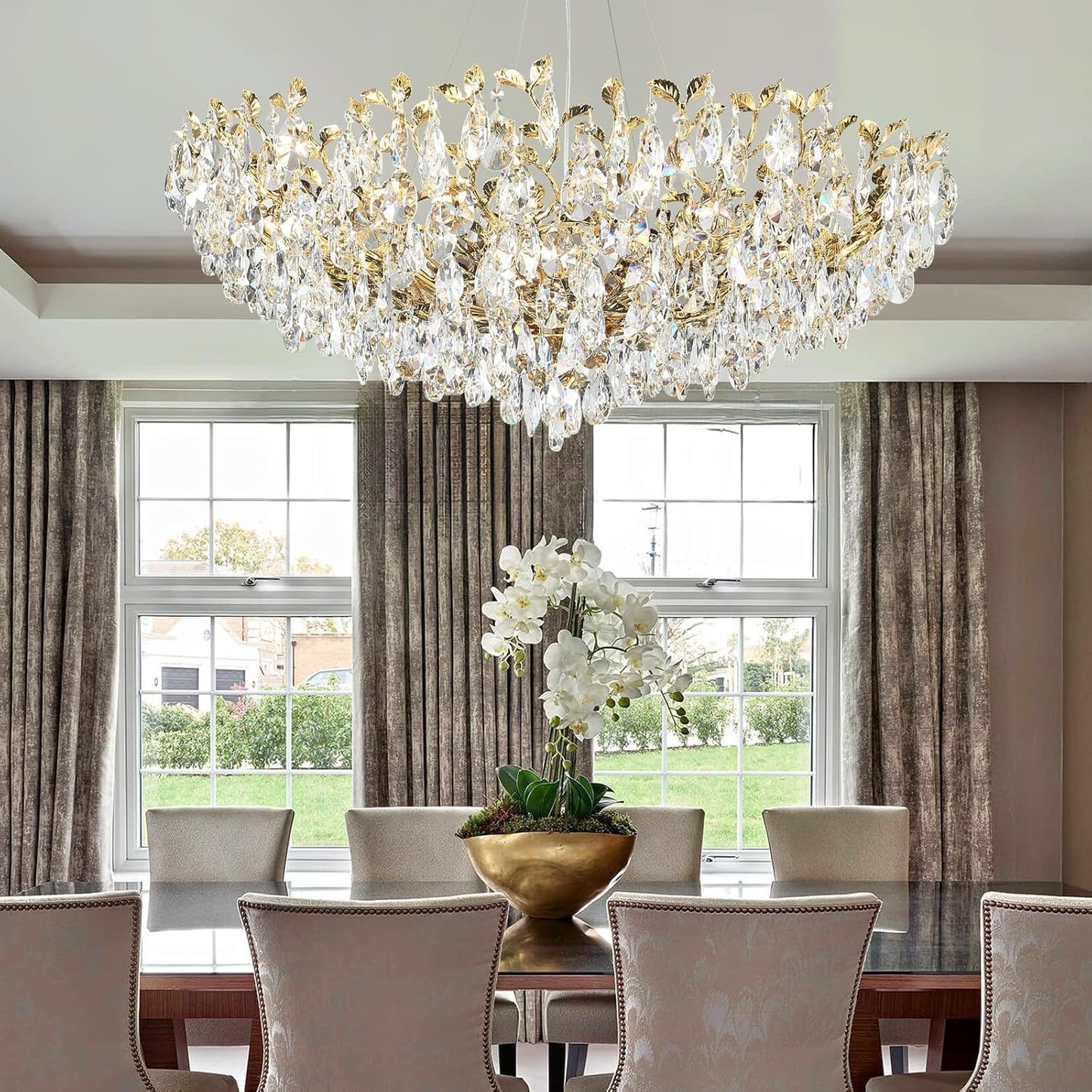 Modern crystal leaf-shaped chandelier