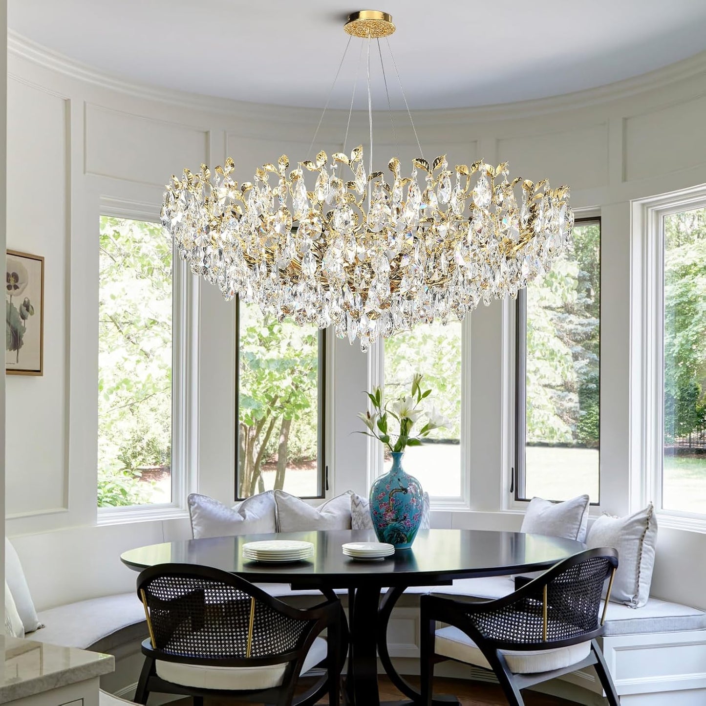 Modern crystal leaf-shaped chandelier