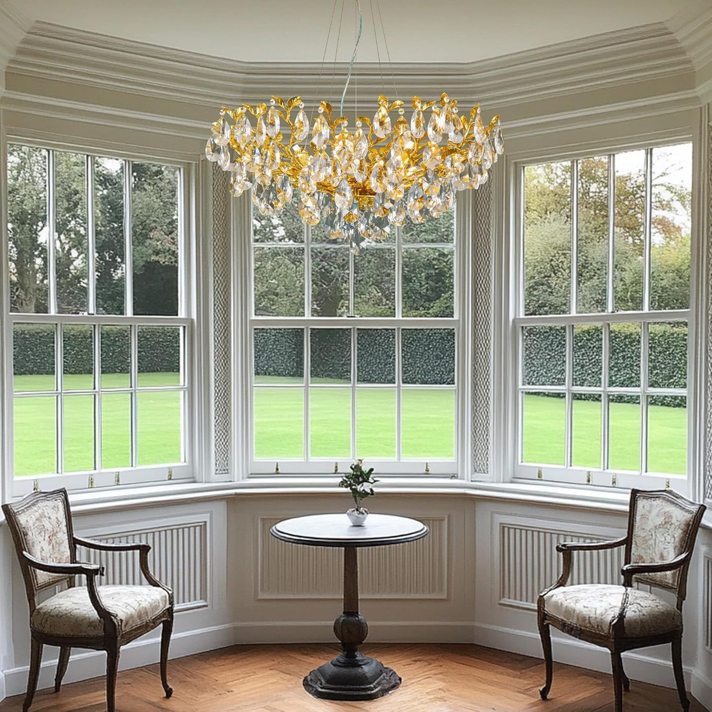 Modern crystal leaf-shaped chandelier