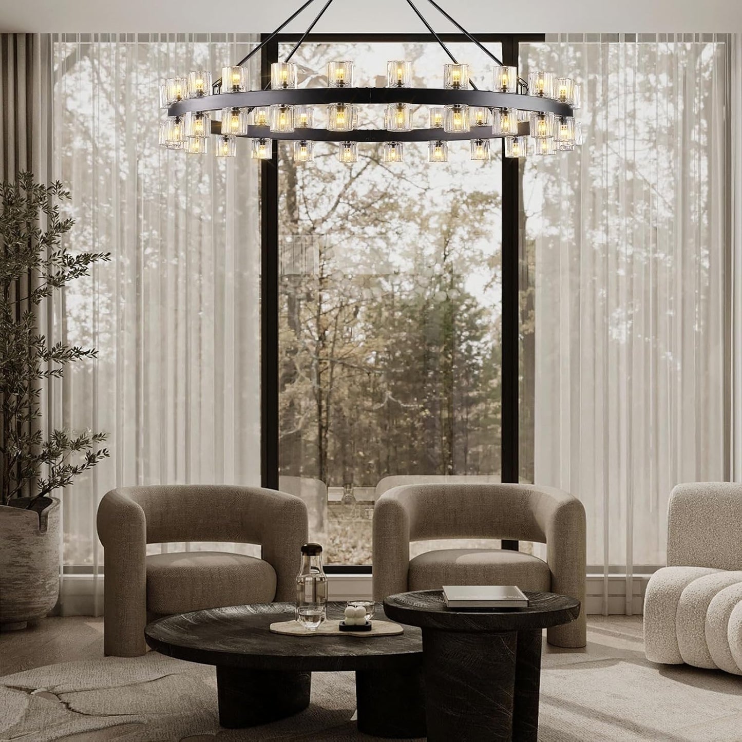 Modern Crystal Chandelier – Gold / Black – Multiple Sizes & Shapes