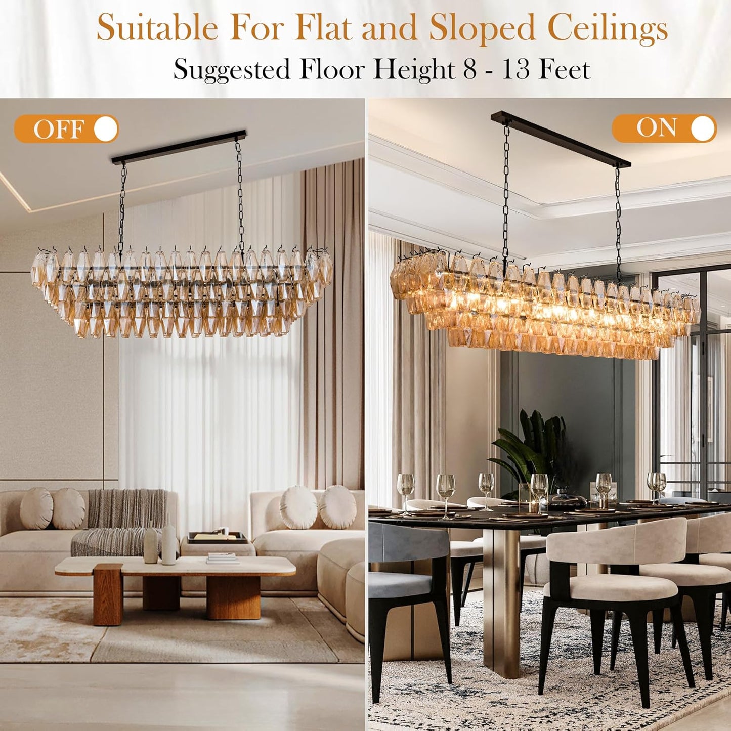 Tiered Smoke Blown Glass Brass Chandeliers