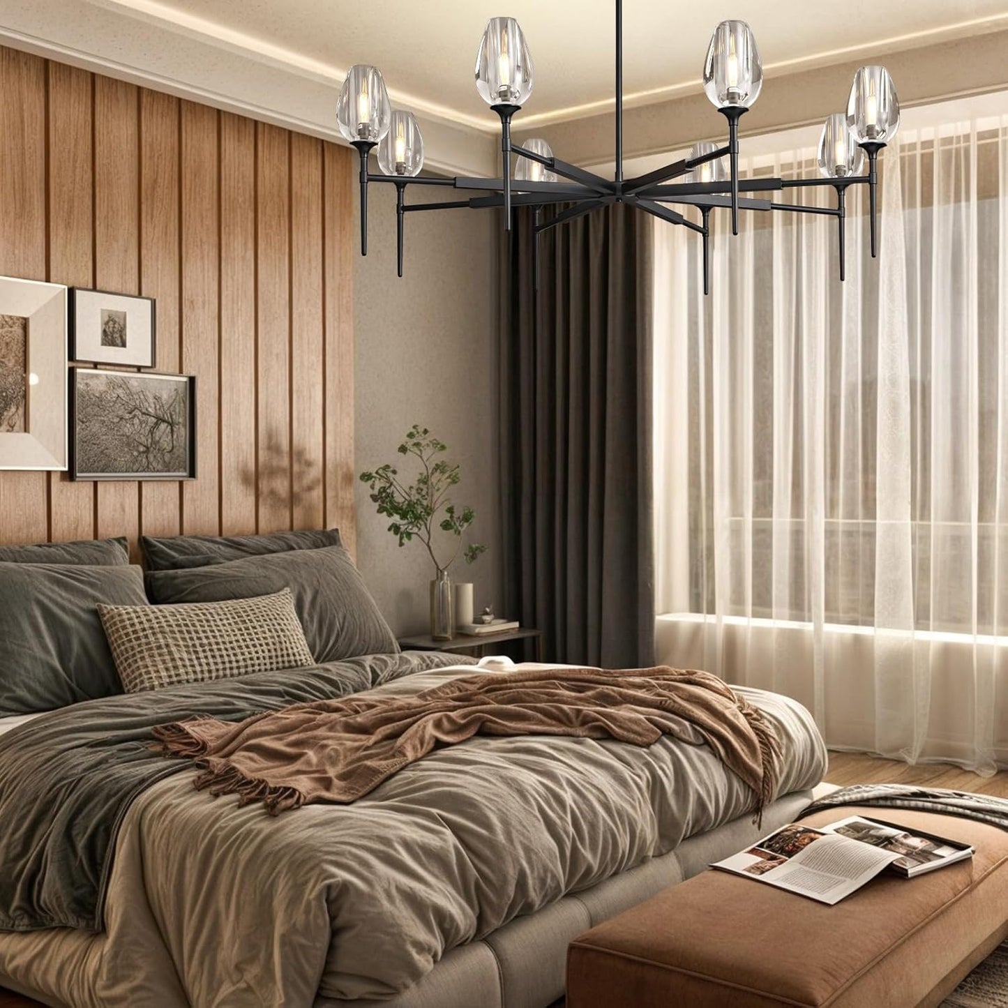 Modern tulip shaped crystal chandelier