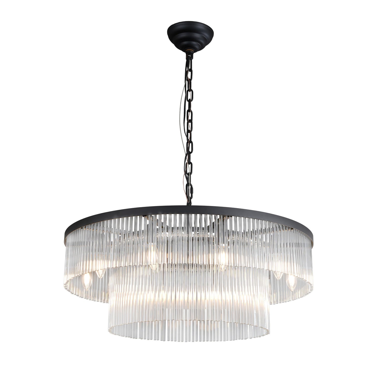 Modern 2 Tier Glass Striped Chandeliers