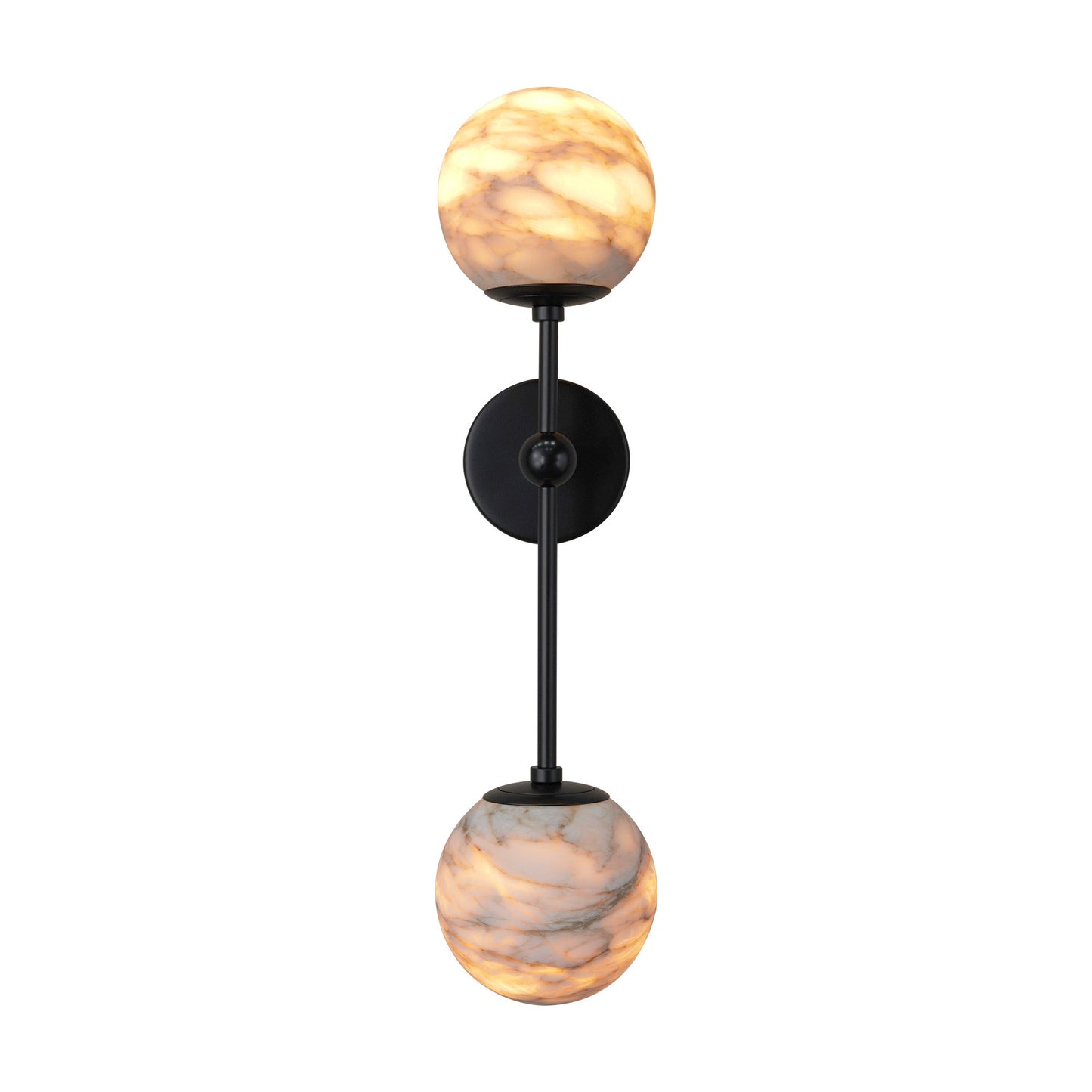 Alabaster Double Spherical Wall Lamp Black