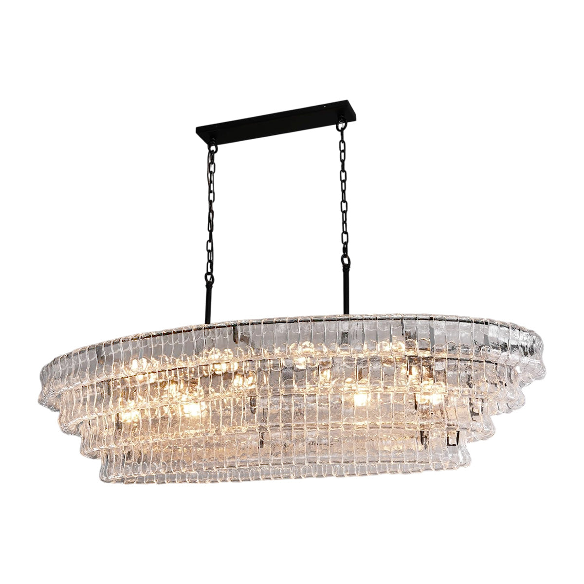 Crystal Glass Drum Chandelier Black(Clear Glass) / Rectangle L64.7’’