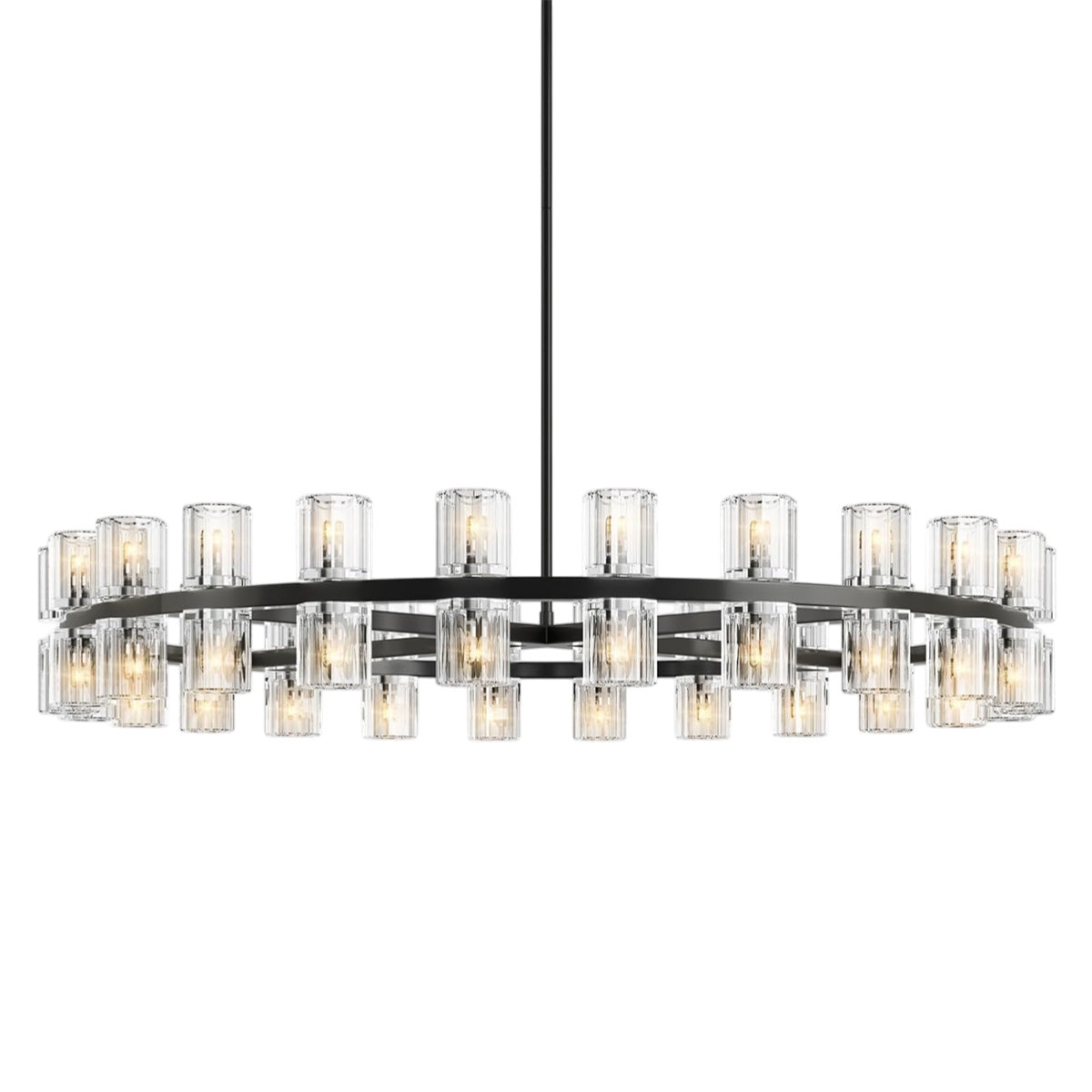 Modern Crystal Chandelier – Gold / Black – Multiple Sizes & Shapes Black / Round - 48in