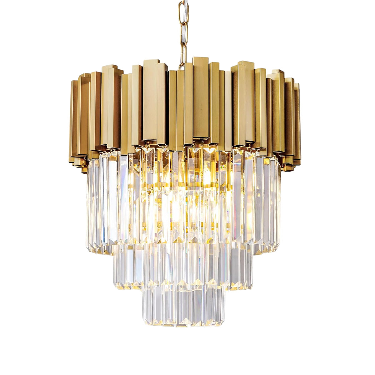 Modern circular K9 crystal chandelier Gold / D15.7in