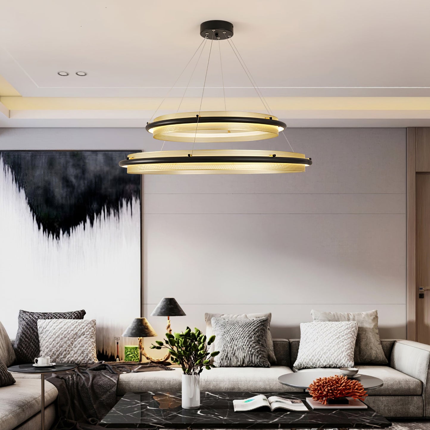 Acrylic LED Round Chandelier - YIOSI