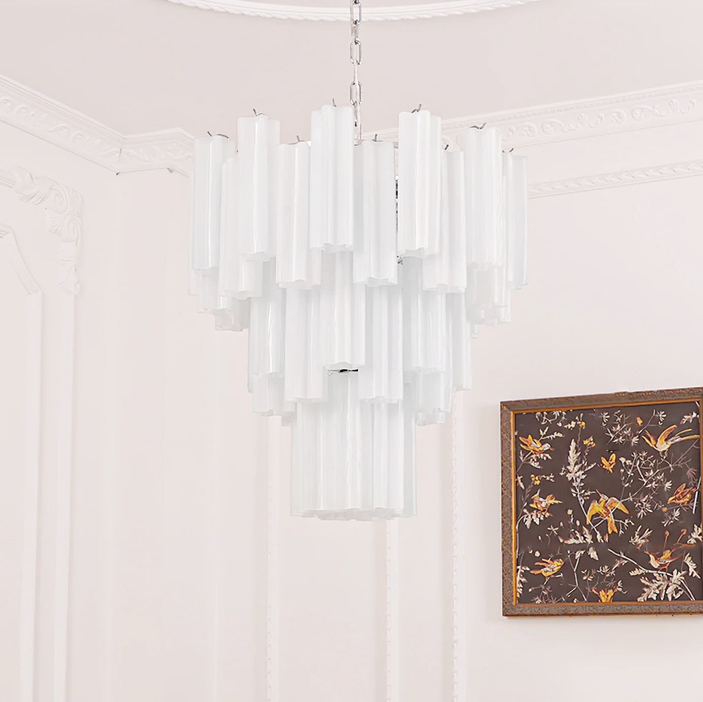 Addis Modern Murano Glass & Nickel Chandelier – Luxe Ceiling Light