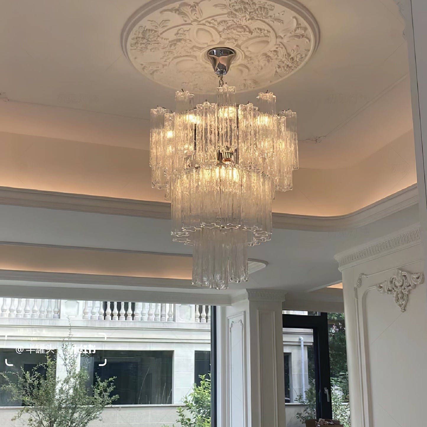 Addis Modern Murano Glass & Nickel Chandelier – Luxe Ceiling Light