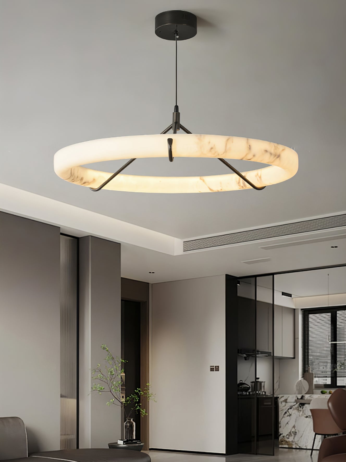Alabaster Ring Pendant Lamp - YIOSI