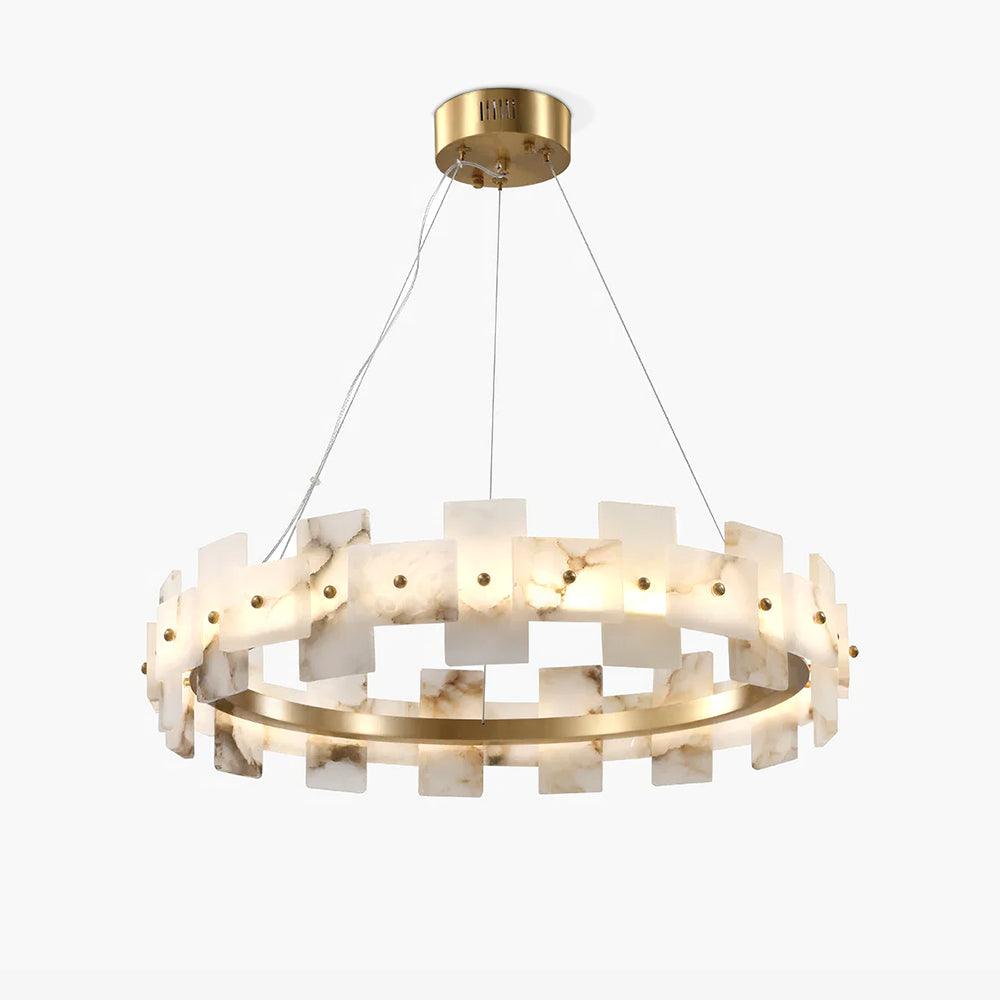 Vakkerlight Alabaster Halo Brass & White LED Chandelier