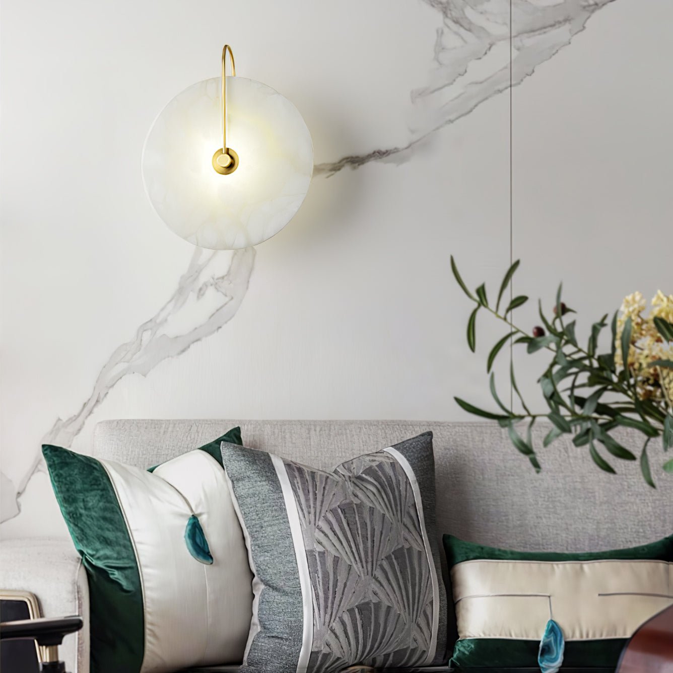 Vakkerlight Alabaster LED Wall Lamp with Gold Black Finish