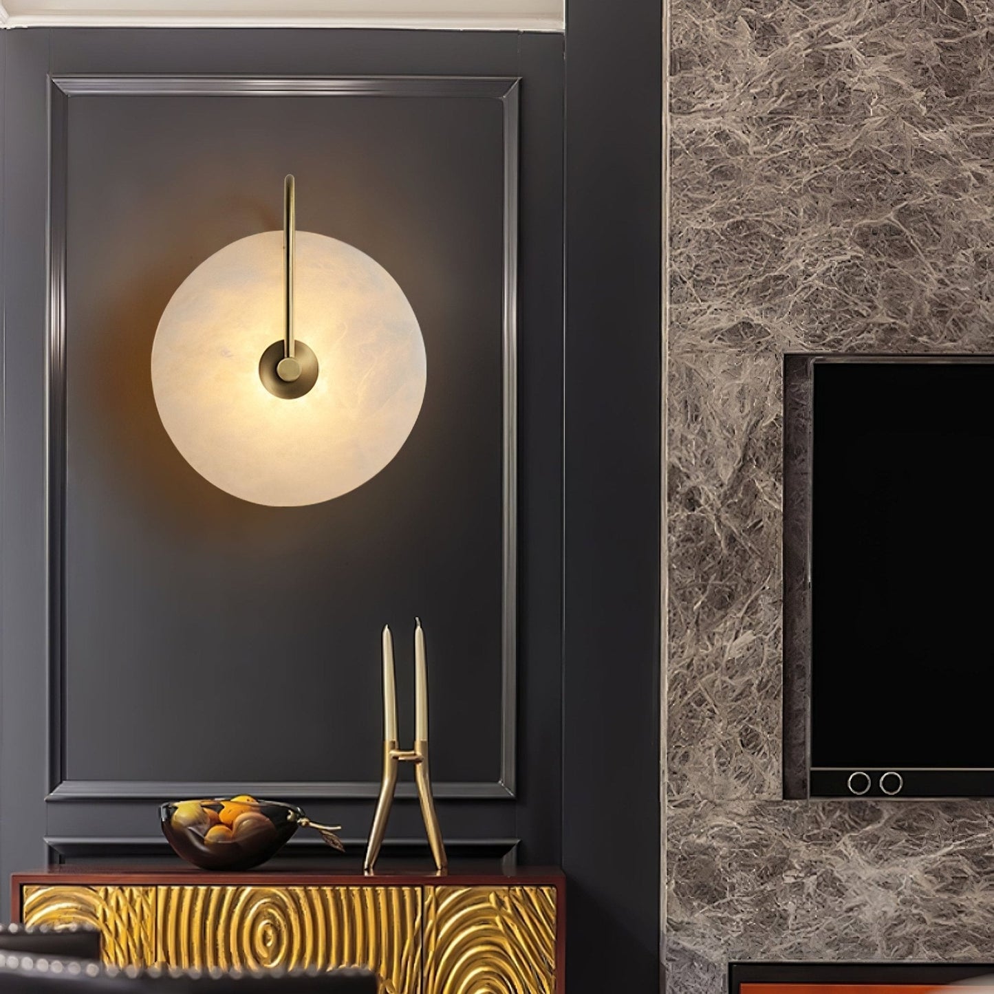Vakkerlight Alabaster LED Wall Lamp with Gold Black Finish