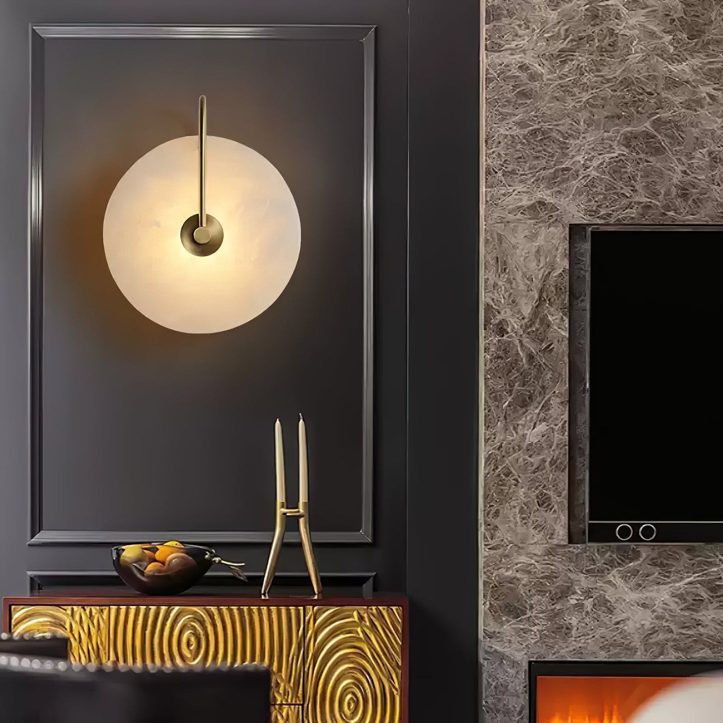 Vakkerlight Alabaster LED Wall Lamp with Gold Black Finish