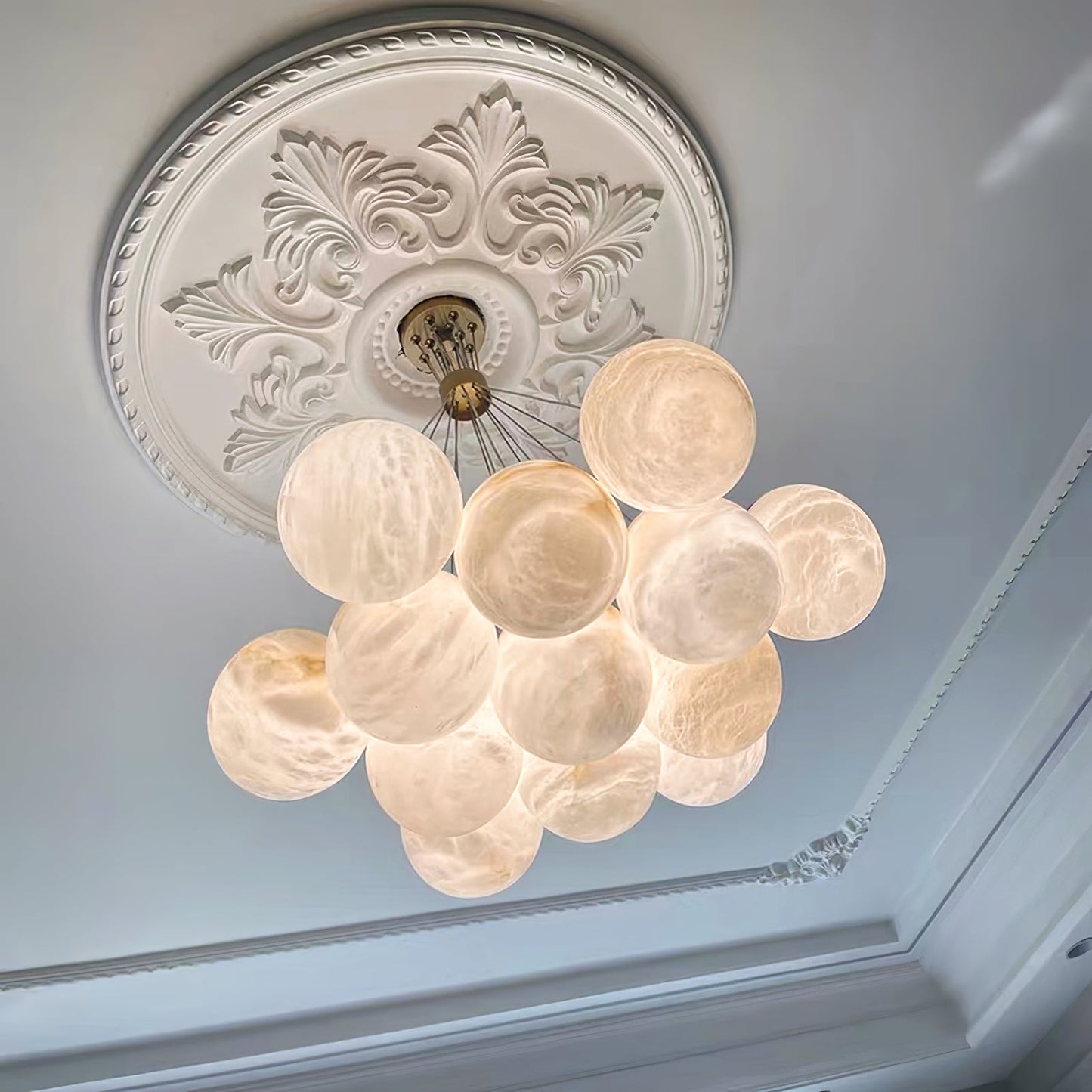 Vakkerlight Alabaster Lunar Chandelier – Modern 7‑19 Light Sphere Fixture
