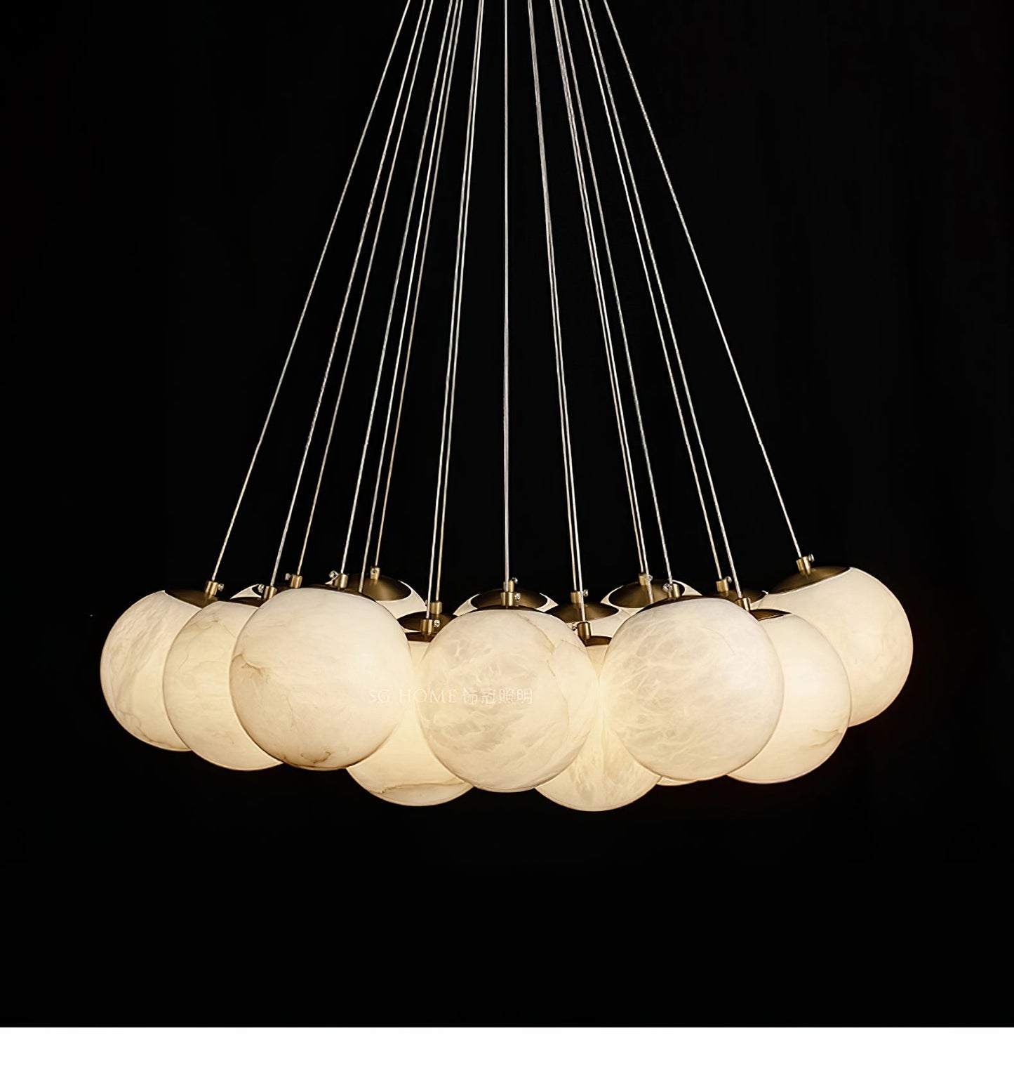 Vakkerlight Alabaster Lunar Chandelier – Modern 7‑19 Light Sphere Fixture