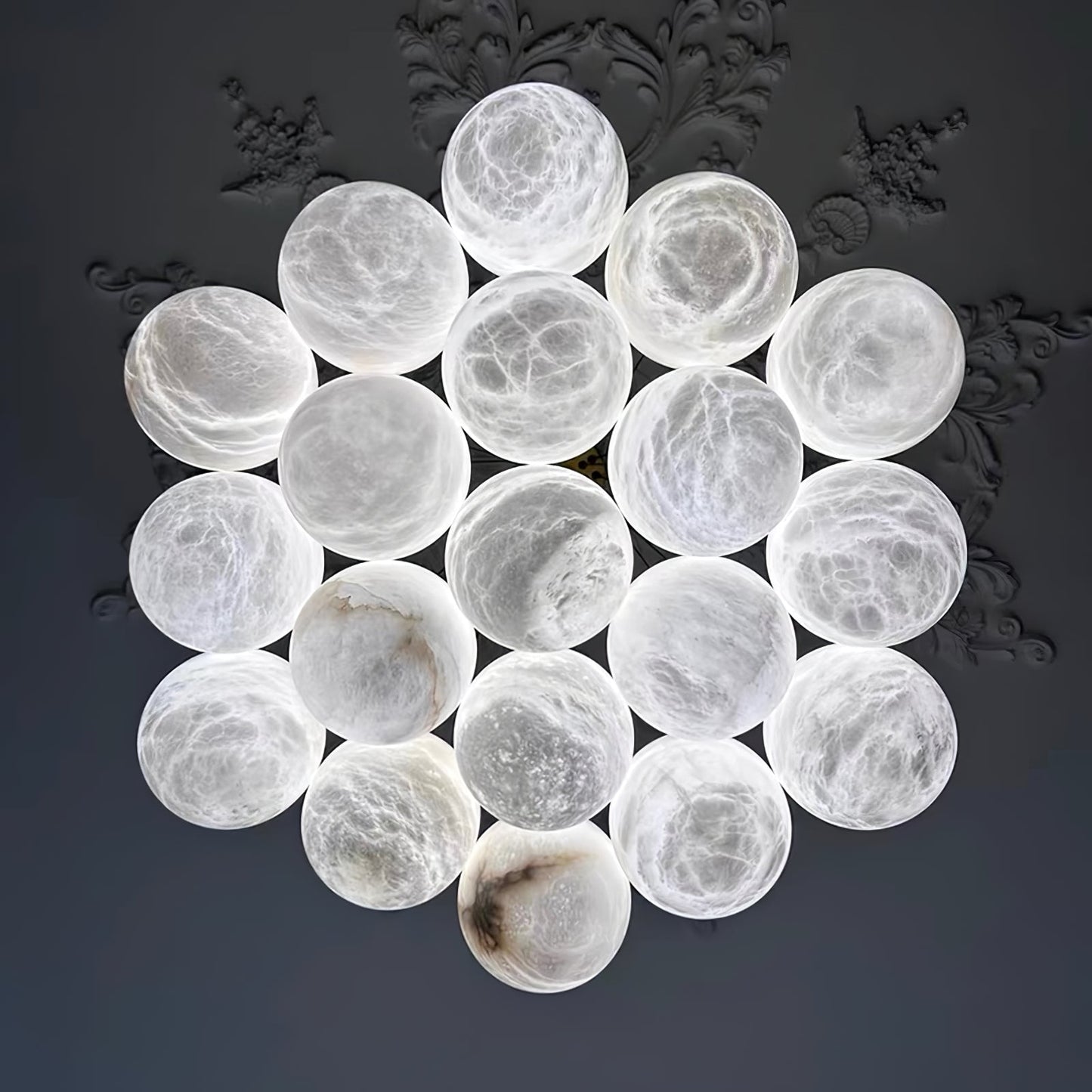 Vakkerlight Alabaster Lunar Chandelier – Modern 7‑19 Light Sphere Fixture