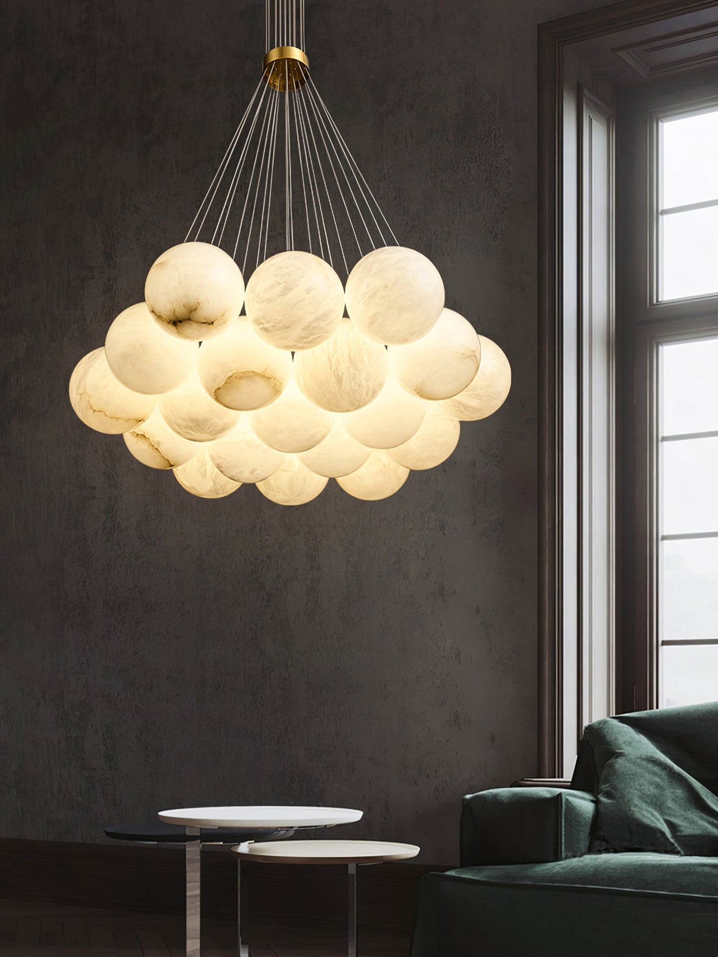 Vakkerlight Alabaster Lunar Chandelier – Modern 7‑19 Light Sphere Fixture
