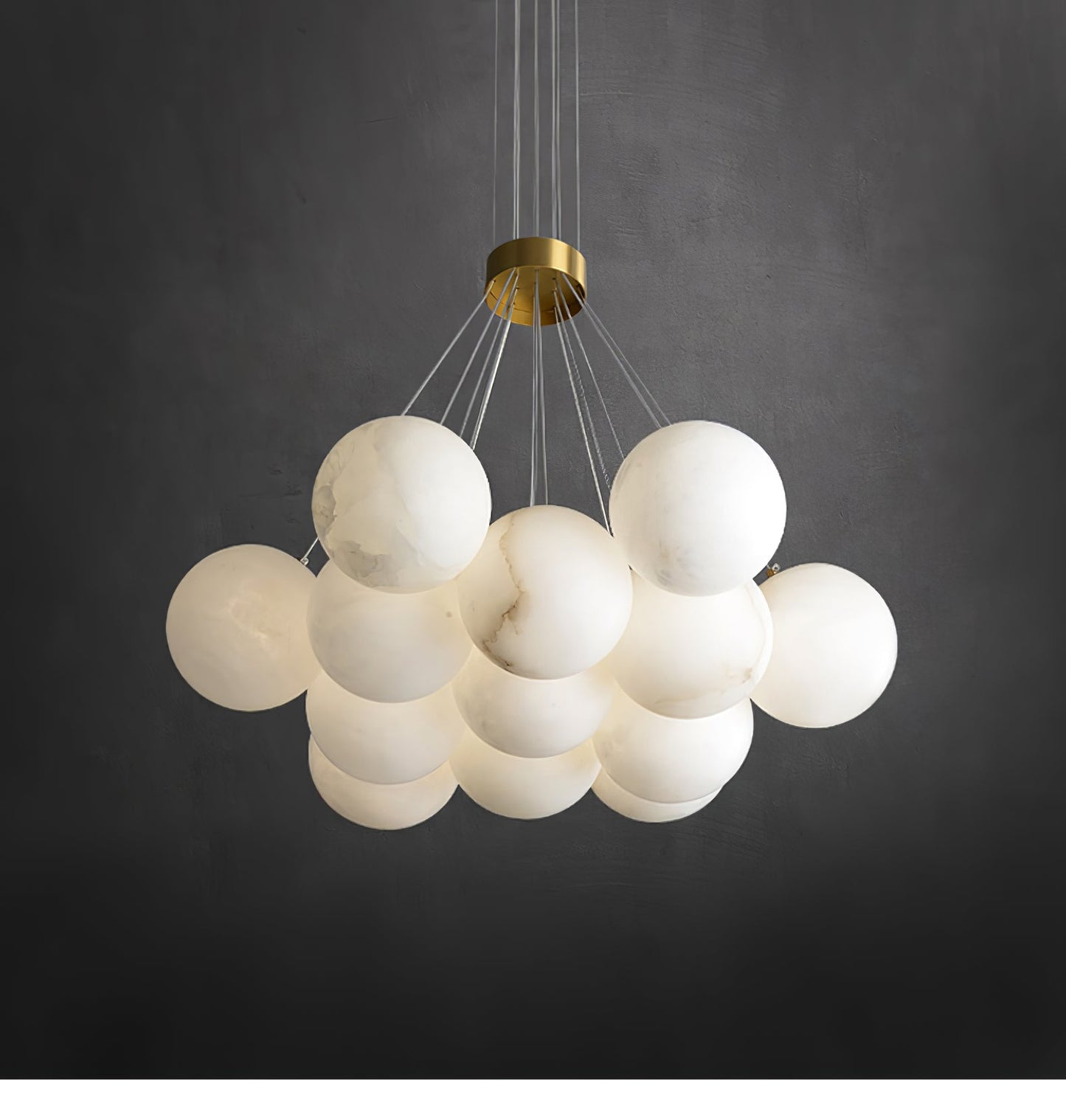 Vakkerlight Alabaster Lunar Chandelier – Modern 7‑19 Light Sphere Fixture