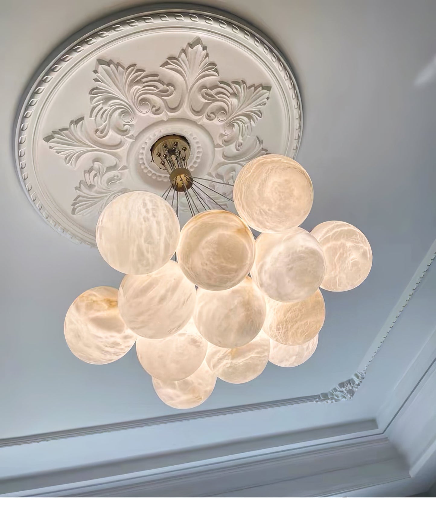 Vakkerlight Alabaster Lunar Chandelier – Modern 7‑19 Light Sphere Fixture