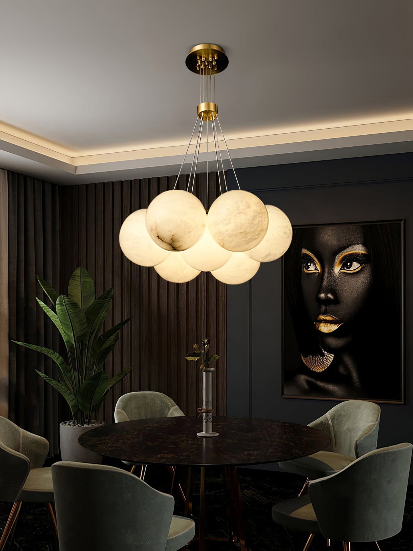 Vakkerlight Alabaster Lunar Chandelier – Modern 7‑19 Light Sphere Fixture