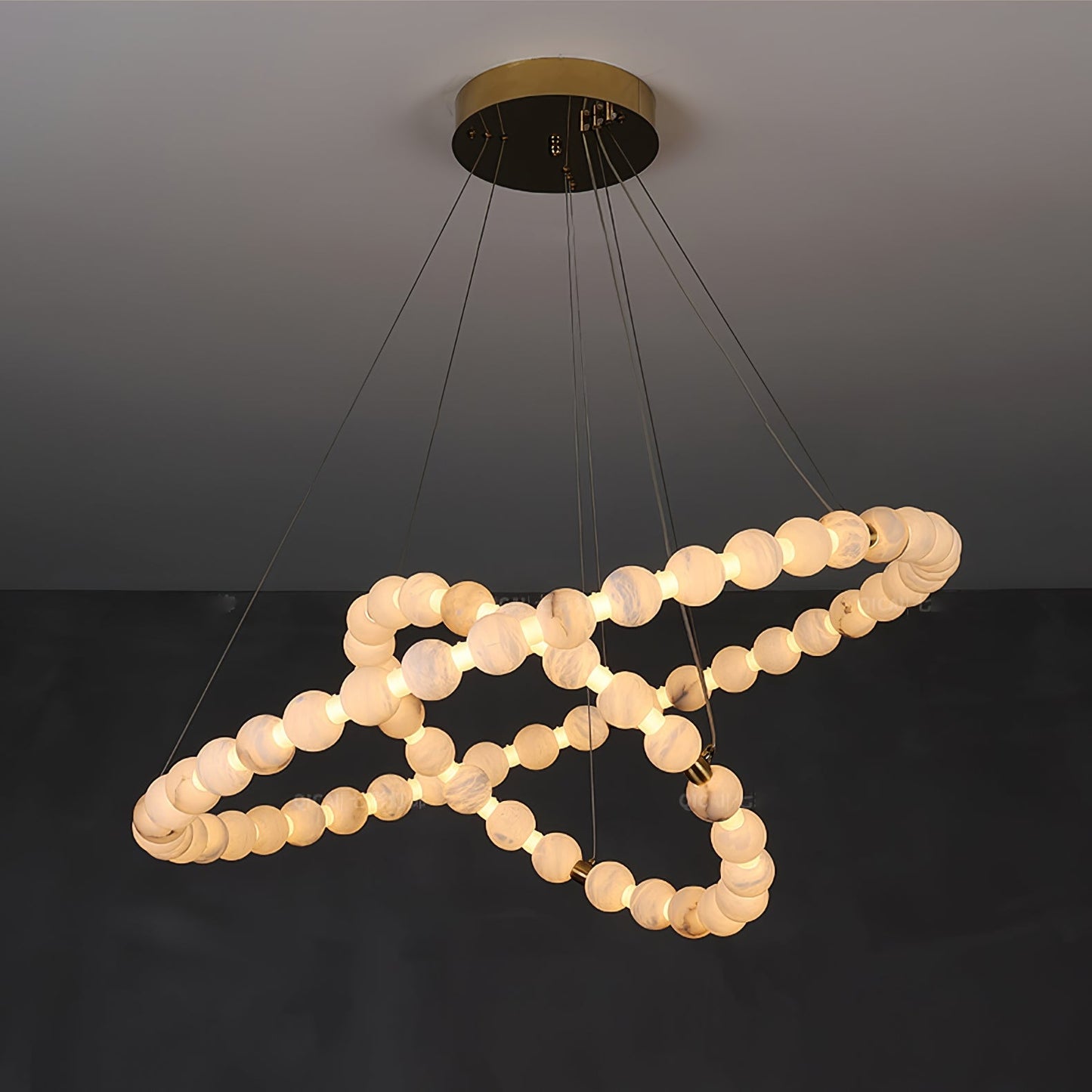 Vakkerlight Alabaster Orb Ring Chandelier – Gold White, 23.6