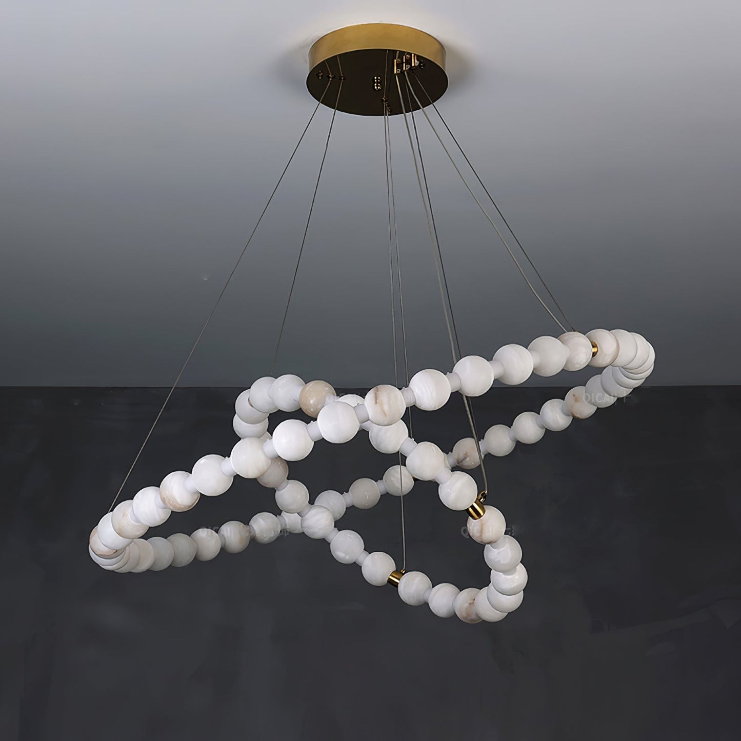 Vakkerlight Alabaster Orb Ring Chandelier – Gold White, 23.6