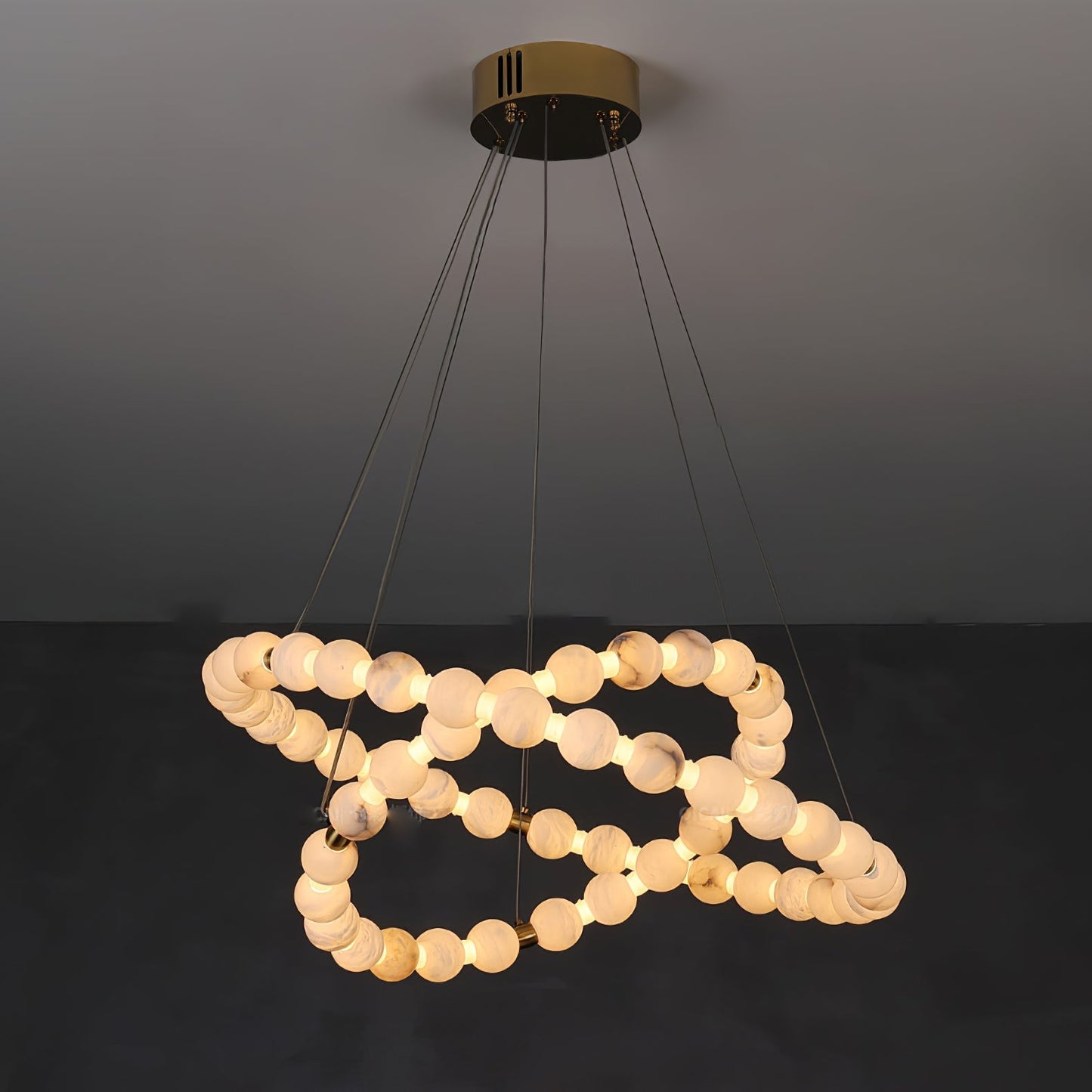 Vakkerlight Alabaster Orb Ring Chandelier – Gold White, 23.6