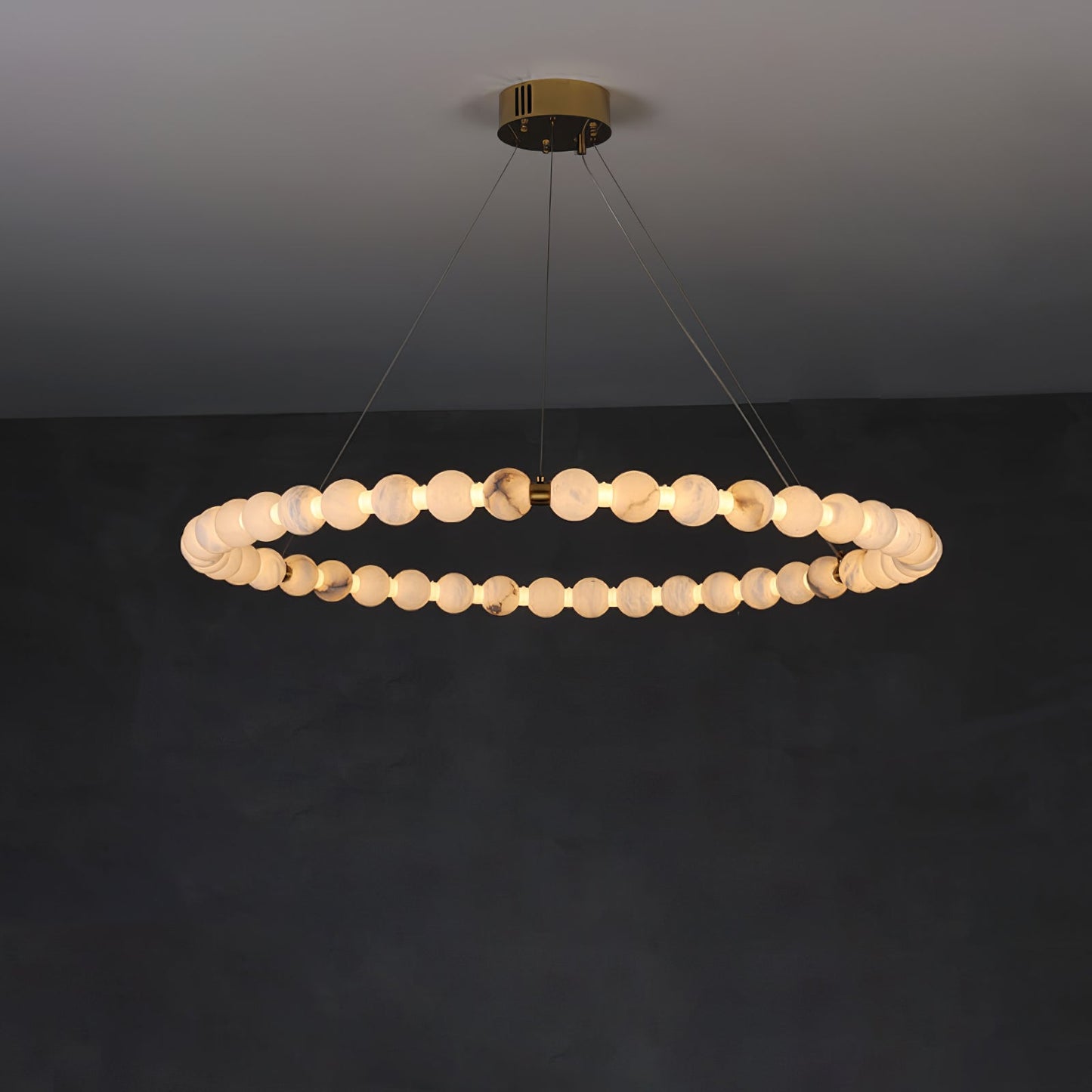 Vakkerlight Alabaster Orb Ring Chandelier – Gold White, 23.6