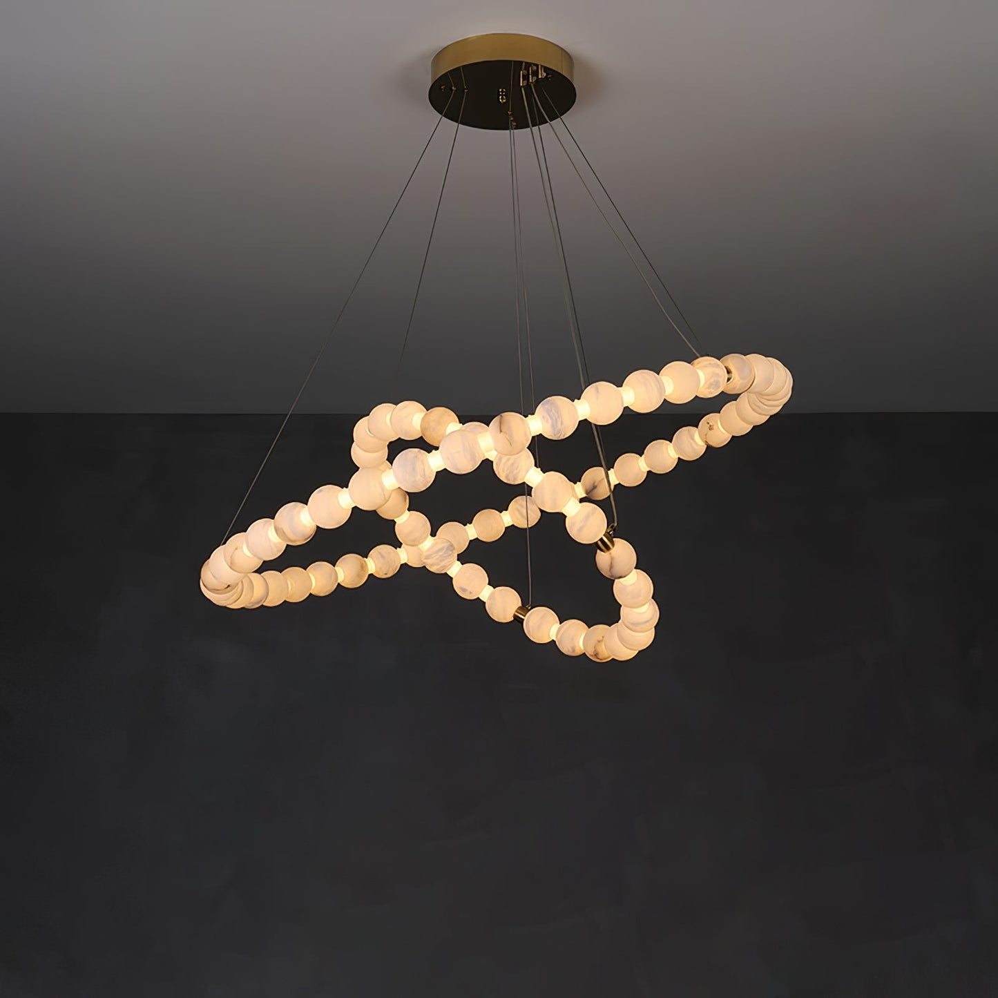 Vakkerlight Alabaster Orb Ring Chandelier – Gold White, 23.6