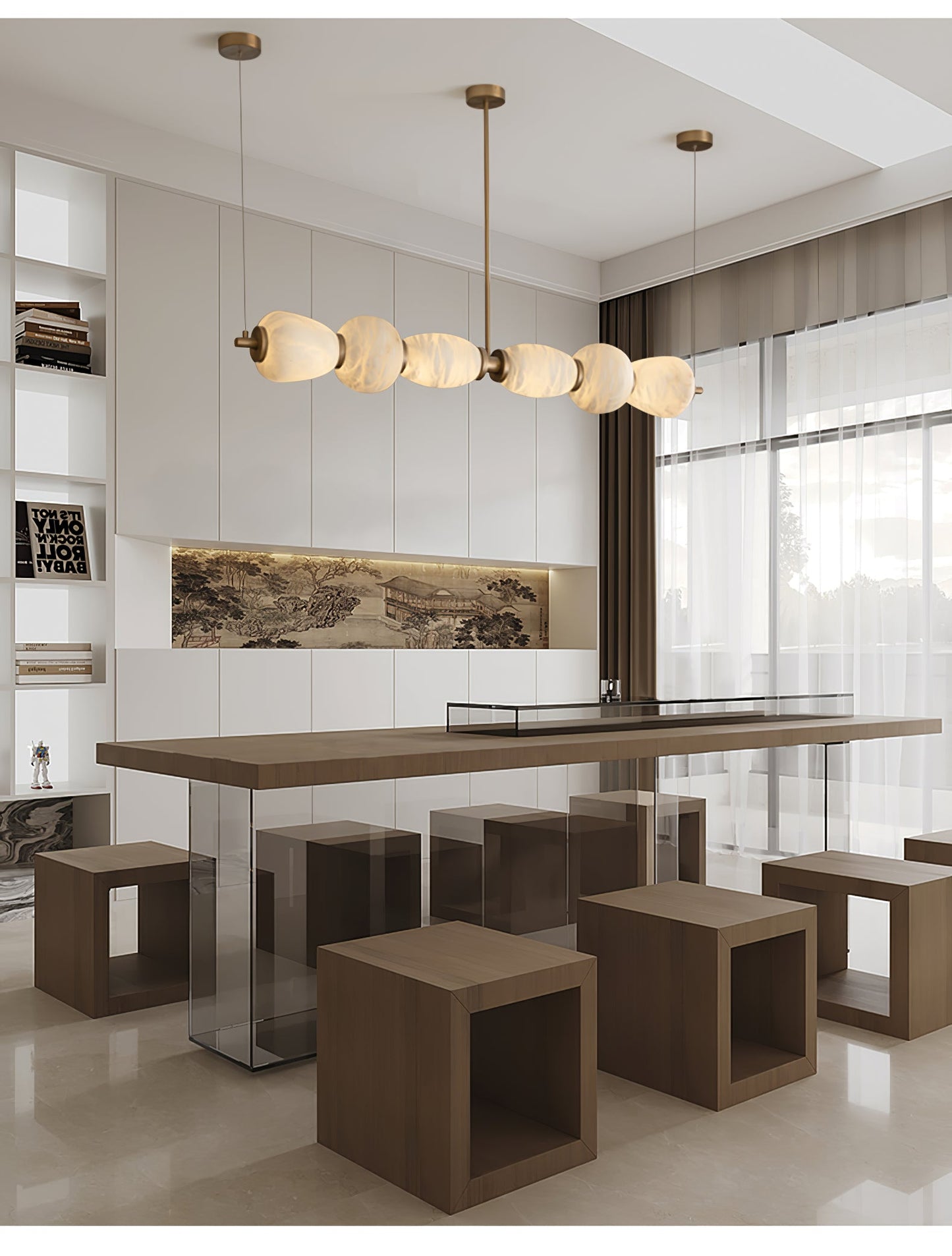 Alabaster Pebble Linear Chandelier - YIOSI