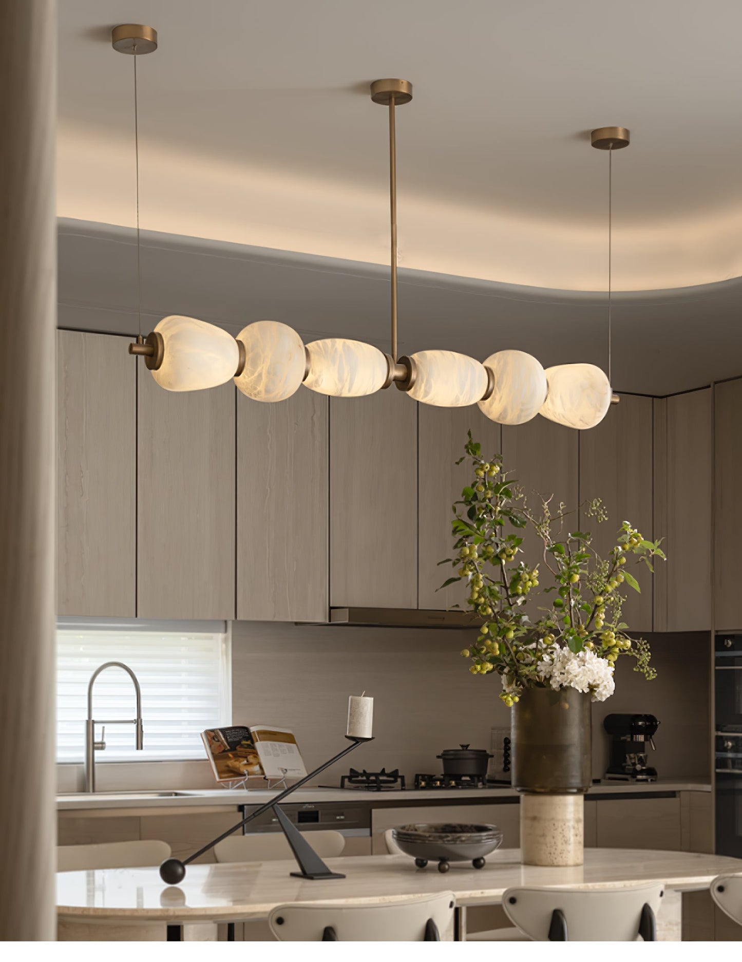 Alabaster Pebble Linear Chandelier - YIOSI