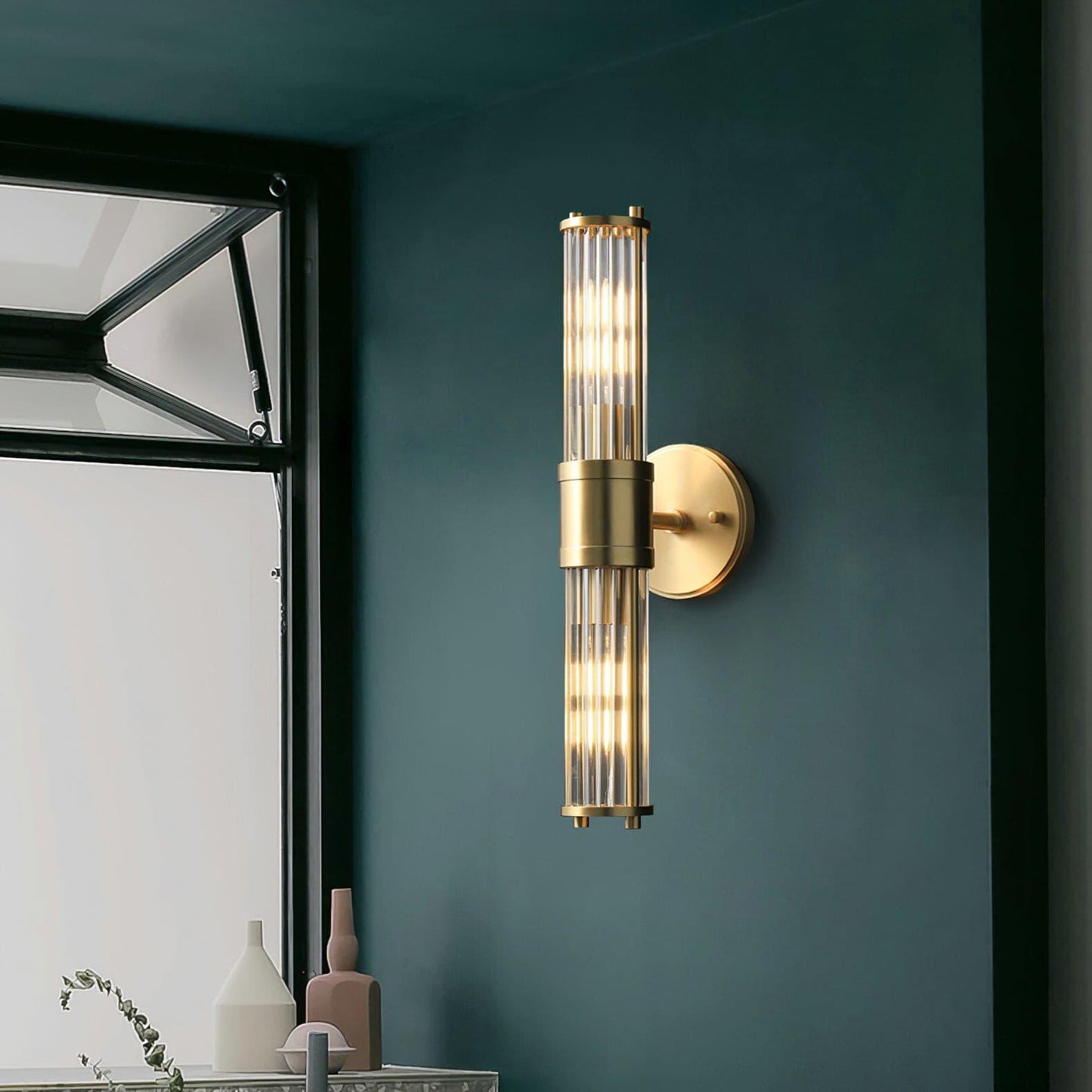 Celeste Brass Cylinder Wall Light – Mid Century Modern Sconce