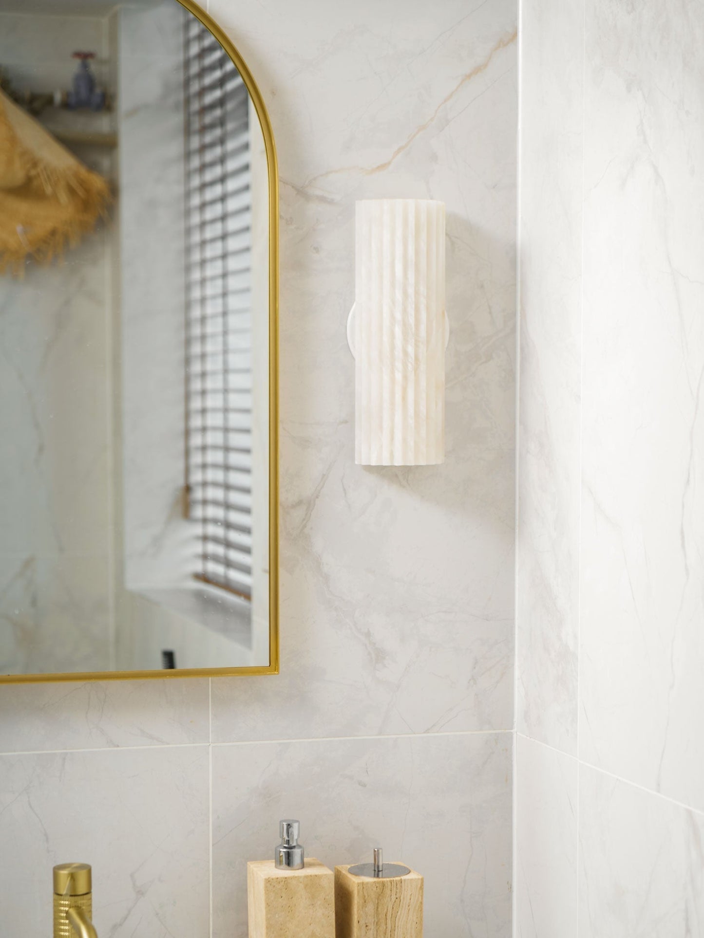 Alvia Alabaster Hand‑Carved Wall Light with Integrated LED