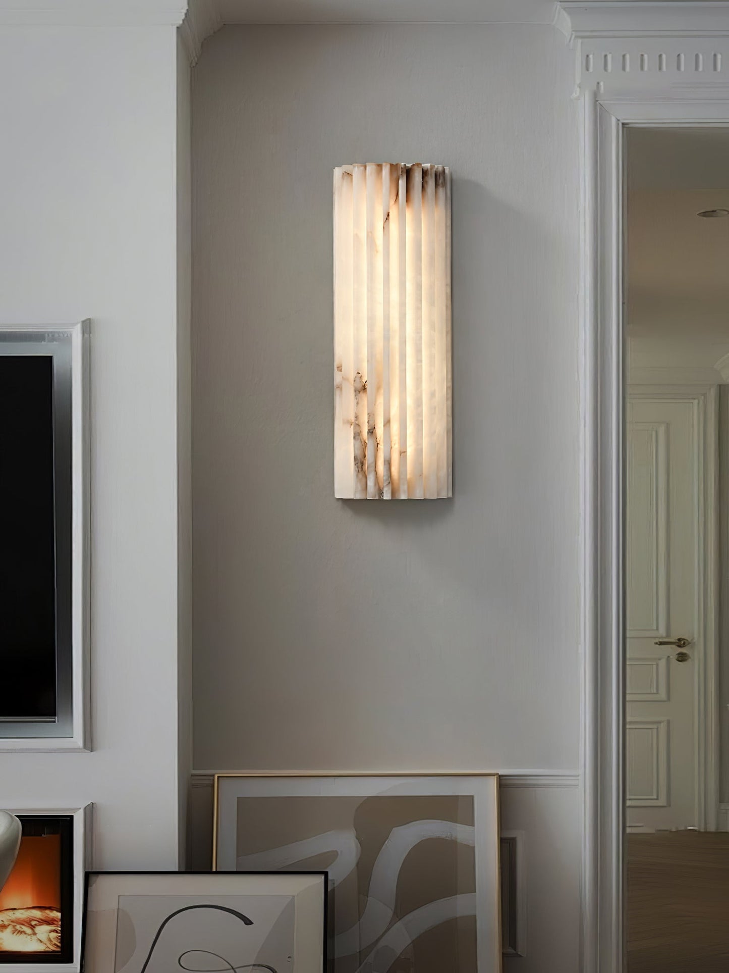 Alvia Alabaster Hand‑Carved Wall Light with Integrated LED